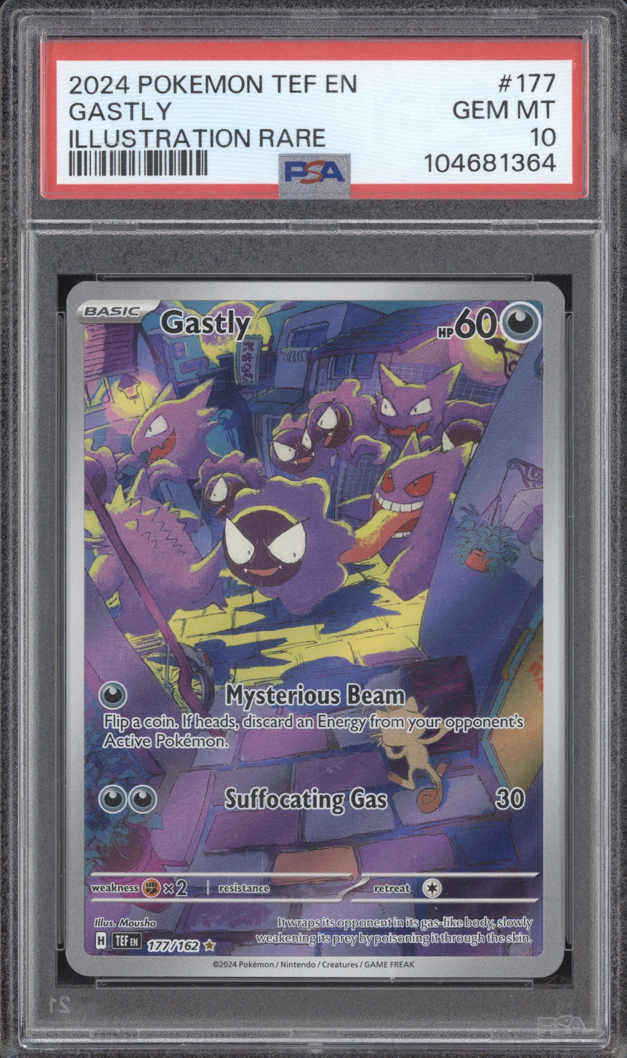 Gastly 2024 Pokemon Temporal Forces 177/162 Illustration Rare PSA 10