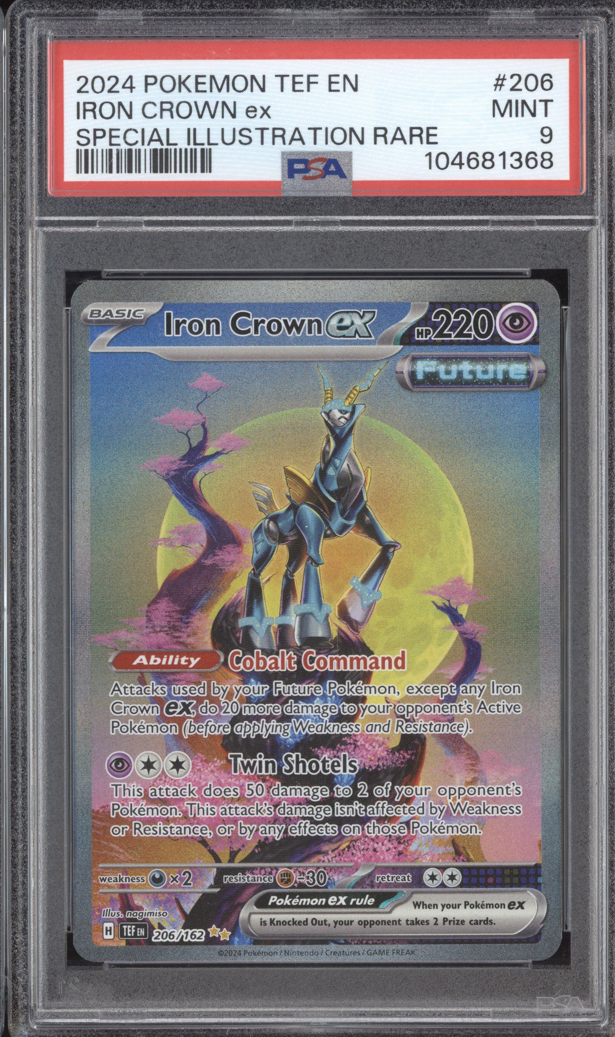 Iron Crown ex 0 Pokemon Temporal Forces 206/162 Special Illustration Rare PSA 9