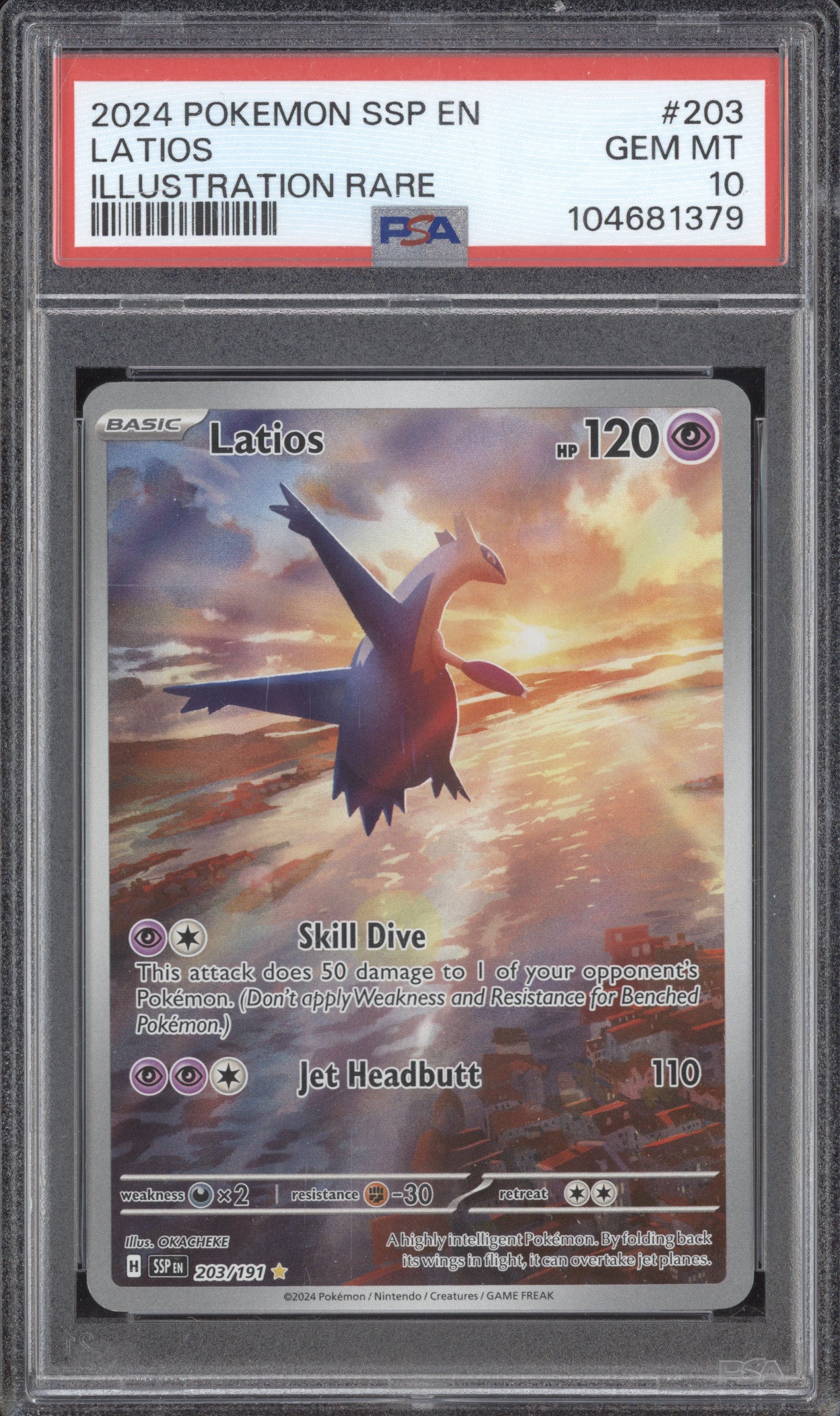 Latios 2024 Pokemon Surging Sparks 203/191 Illustration Rare PSA 10