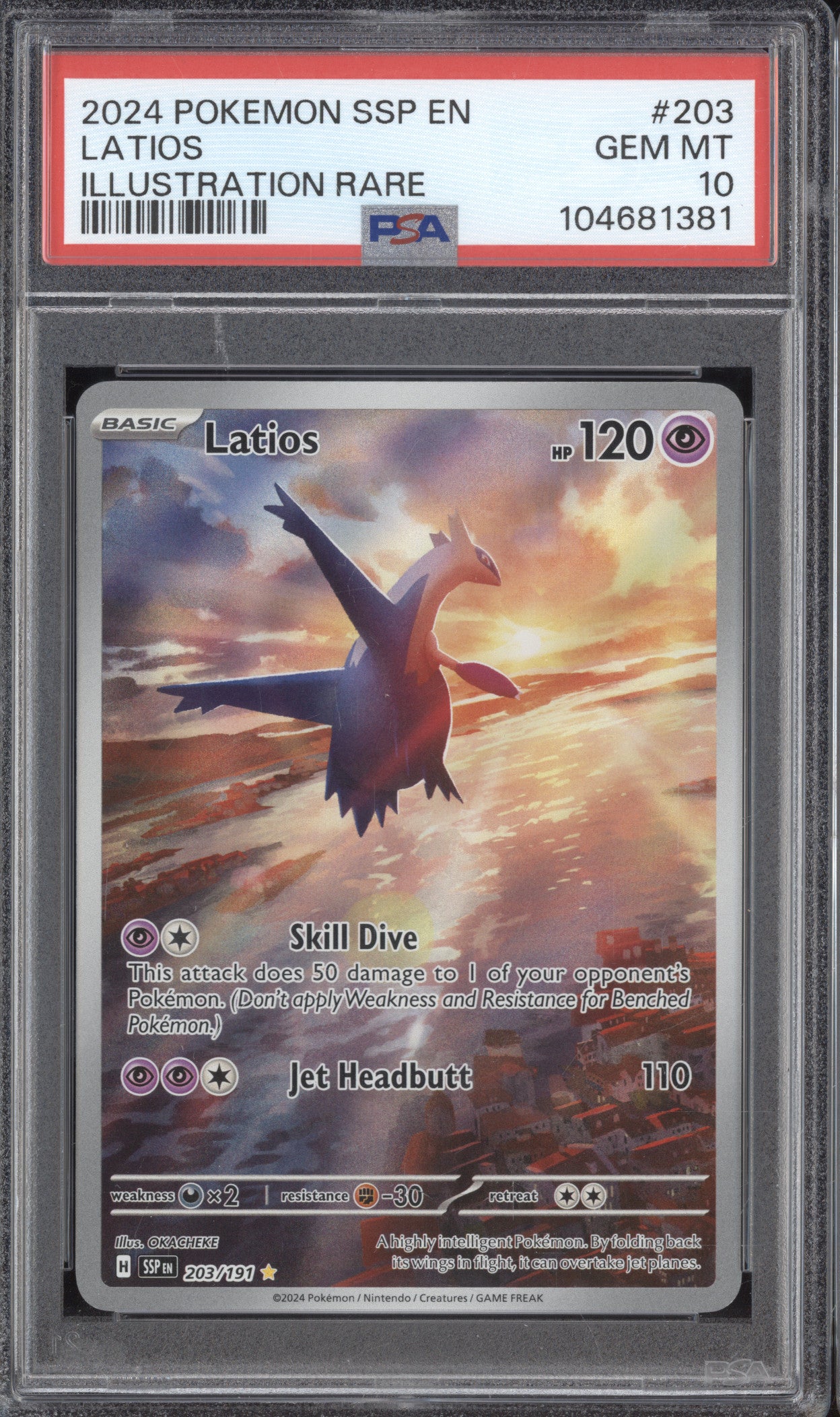 Latios 2024 Pokemon Surging Sparks 203/191 Illustration Rare PSA 10