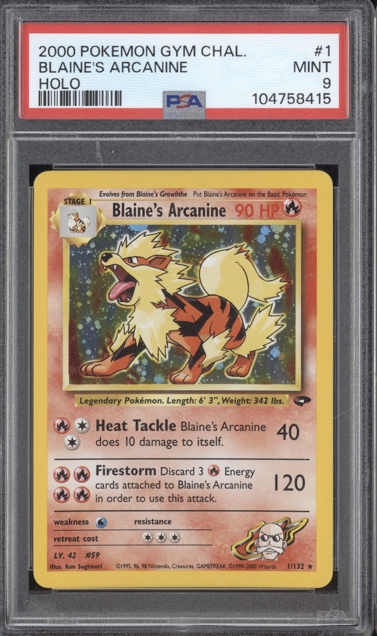 Blaine's Arcanine 2000 Pokemon Gym Challenge 1/32 Holo PSA 9