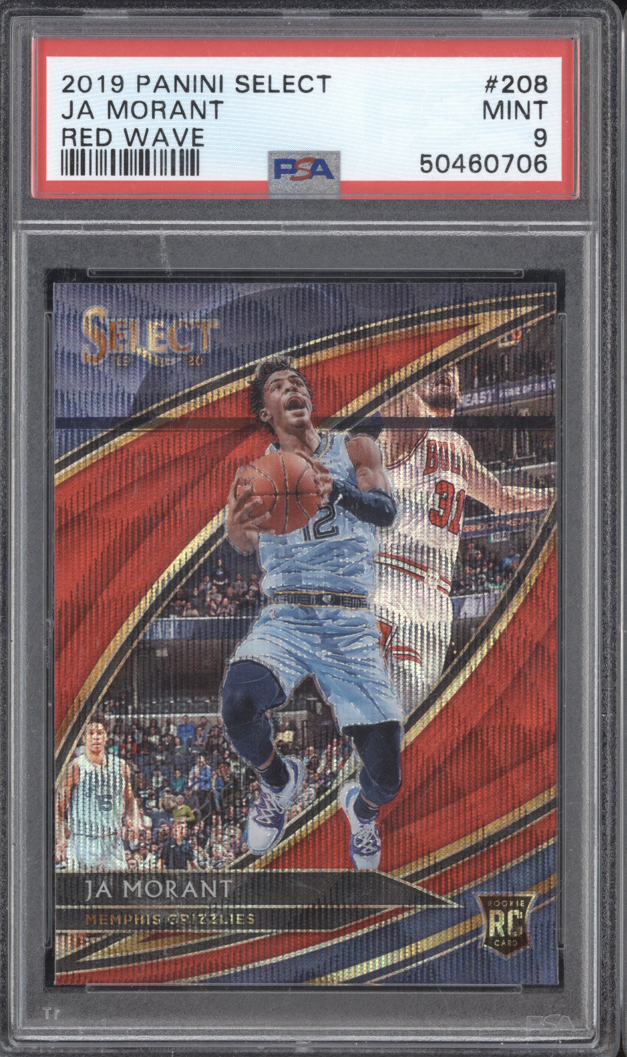 Ja Morant 2019-20 Panini Select 208 Red Wave RC PSA 9