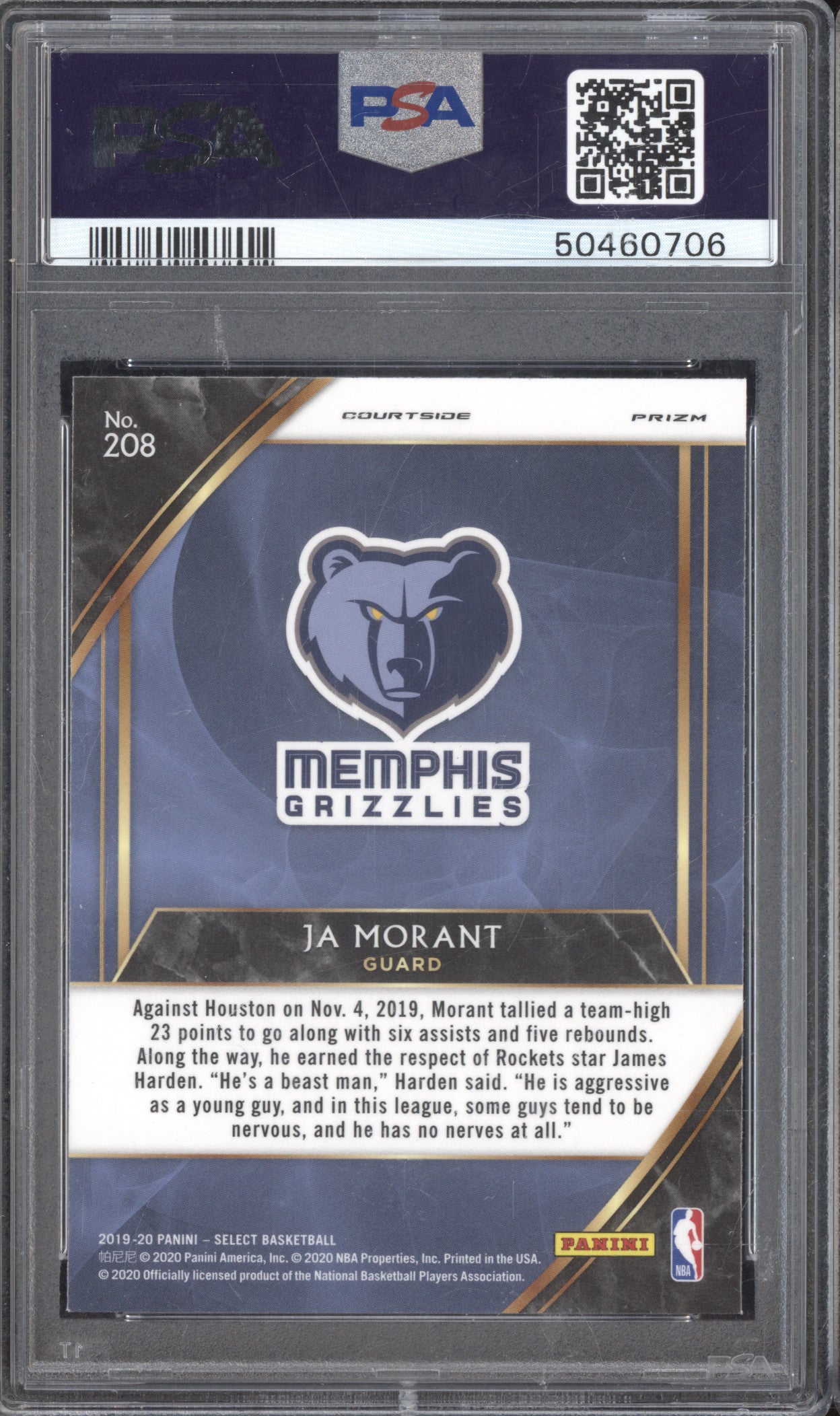 Ja Morant 2019-20 Panini Select 208 Red Wave RC PSA 9