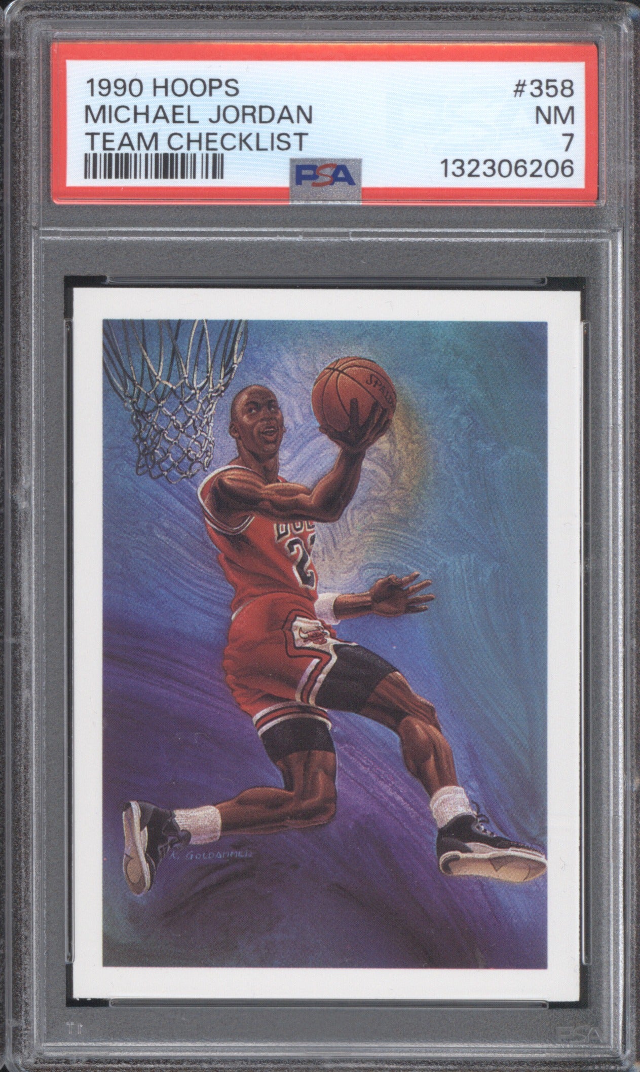 Michael Jordan 1990 Hoops 1990 358 Team Checklist PSA 7