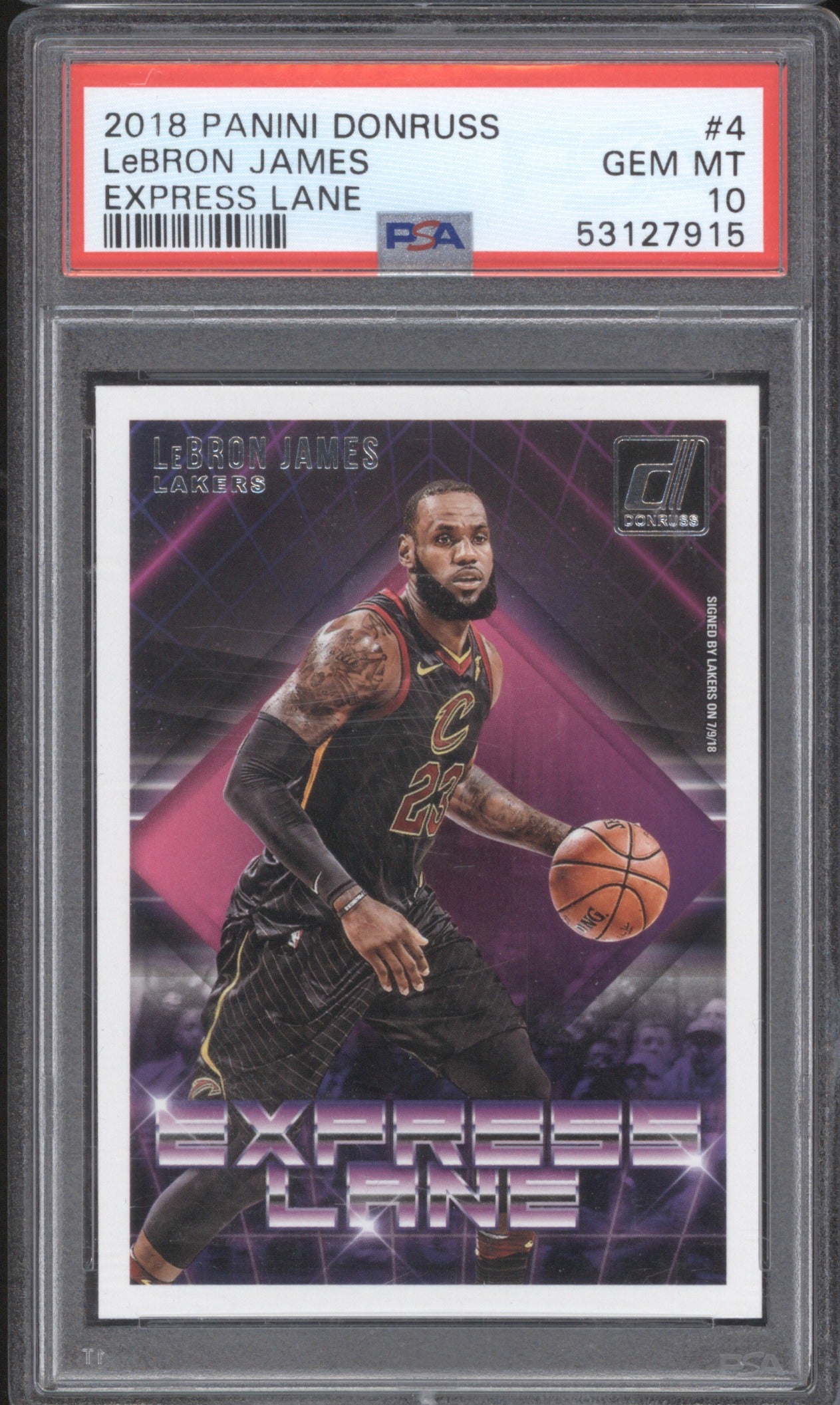 LeBron James 2018 Panini Donruss 4 Express Lane Express Lane PSA 10