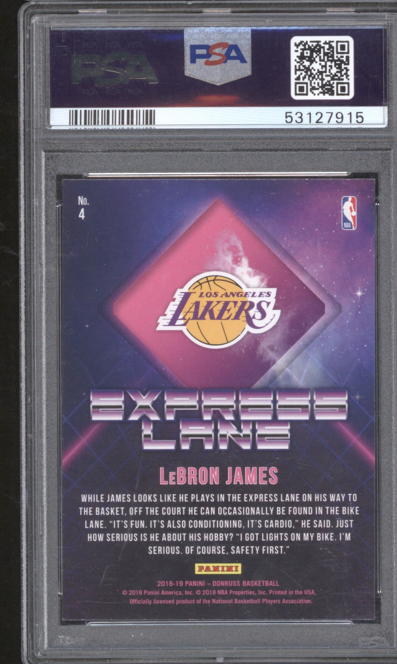 LeBron James 2018 Panini Donruss 4 Express Lane Express Lane PSA 10