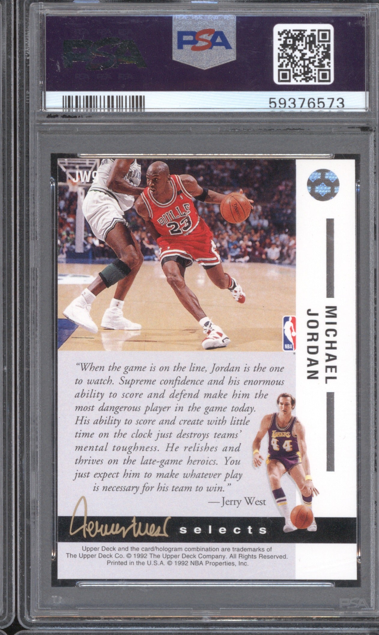 Michael Jordan 1992 Upper Deck 1992 Jerry West Selects JW9 PSA 8