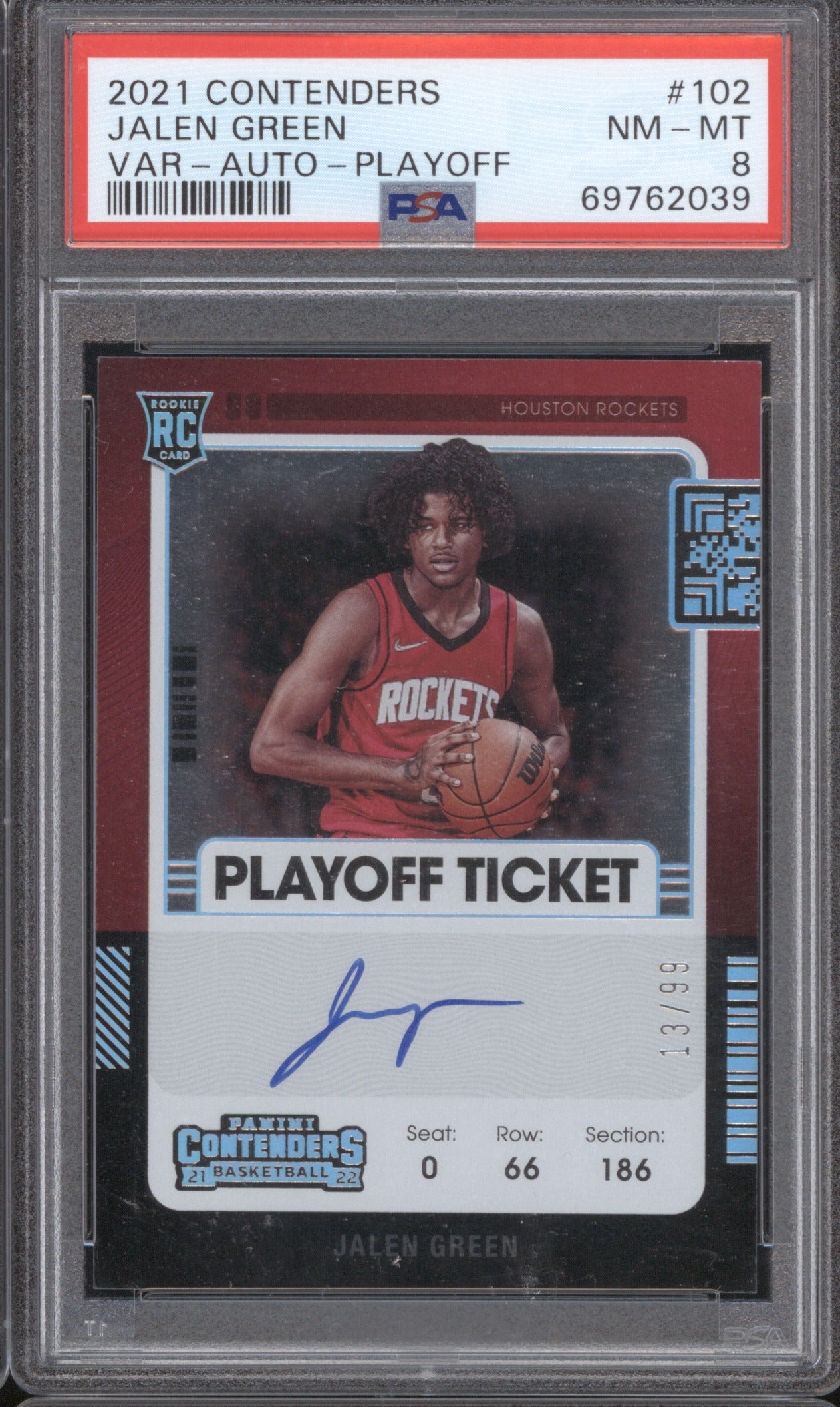 Jalen Green 2021 Panini Contenders 102 Playoff Ticket PSA 8 Variation Auto