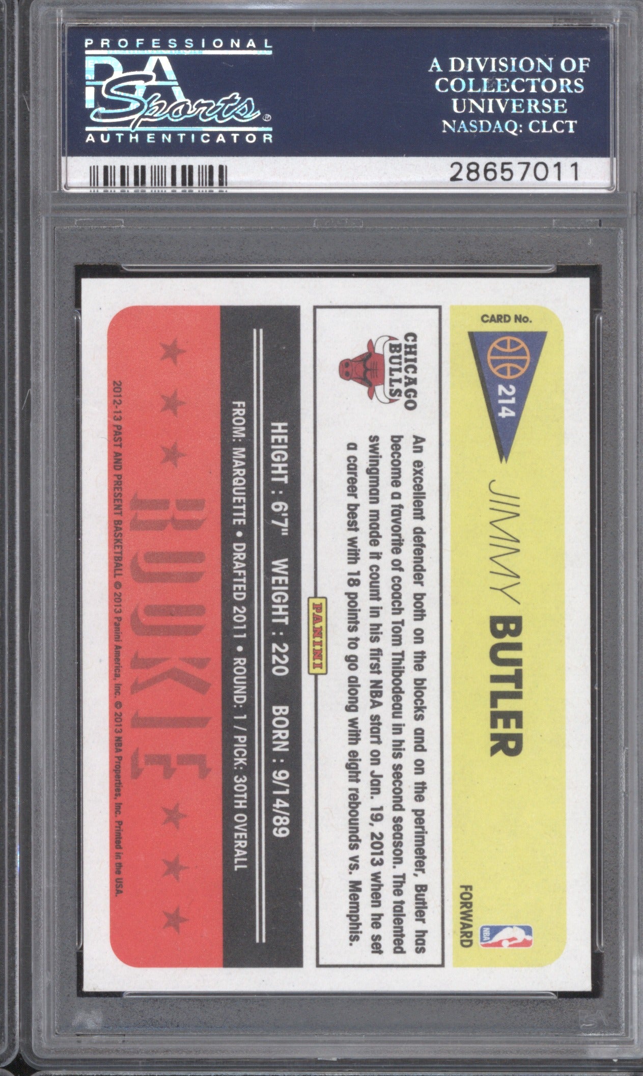 Jimmy Butler 2012 Panini Past & Present 214 PSA 10 Gem Mint