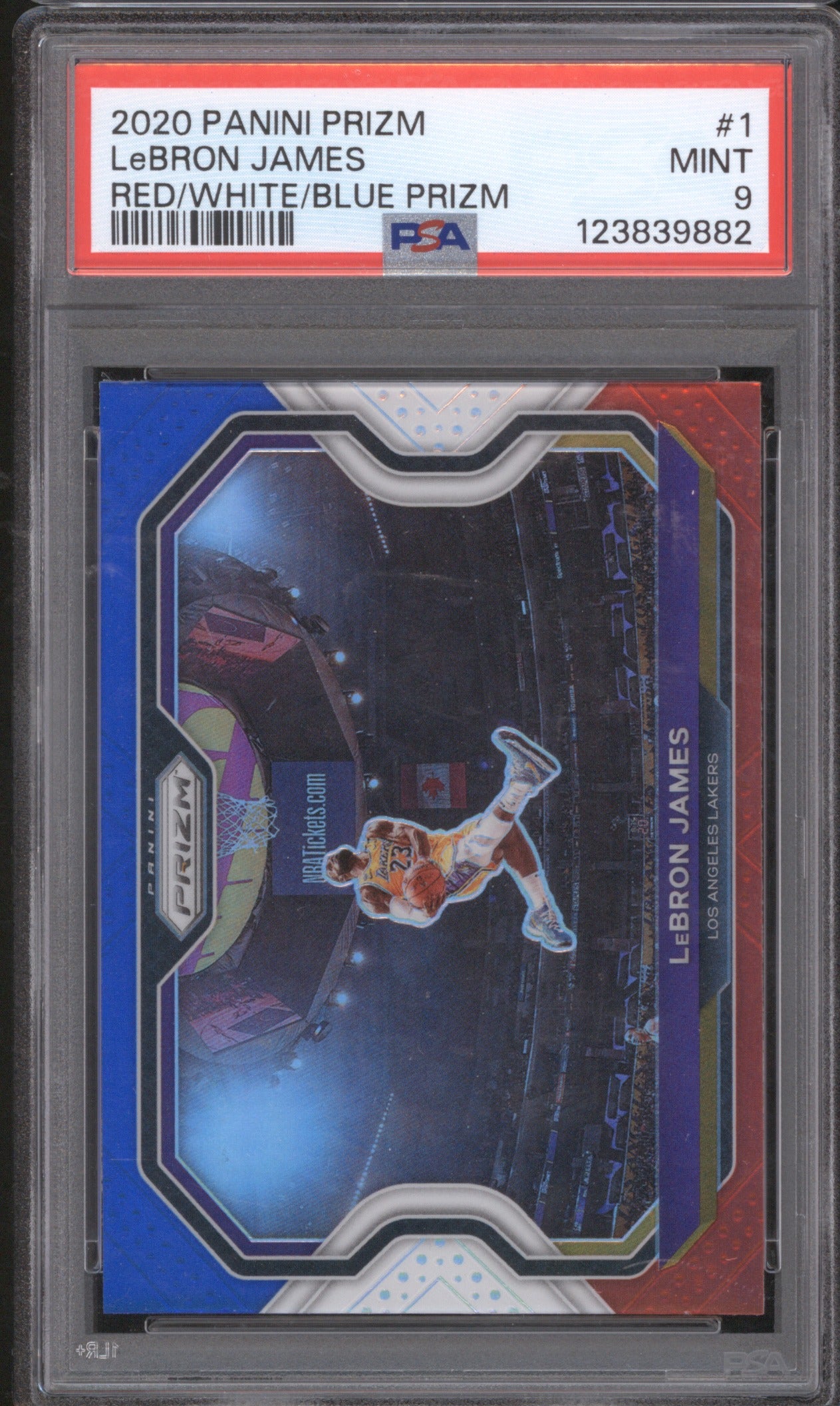 LeBron James 2020 Panini Prizm 1 PSA 9 Red/White/Blue Prizm