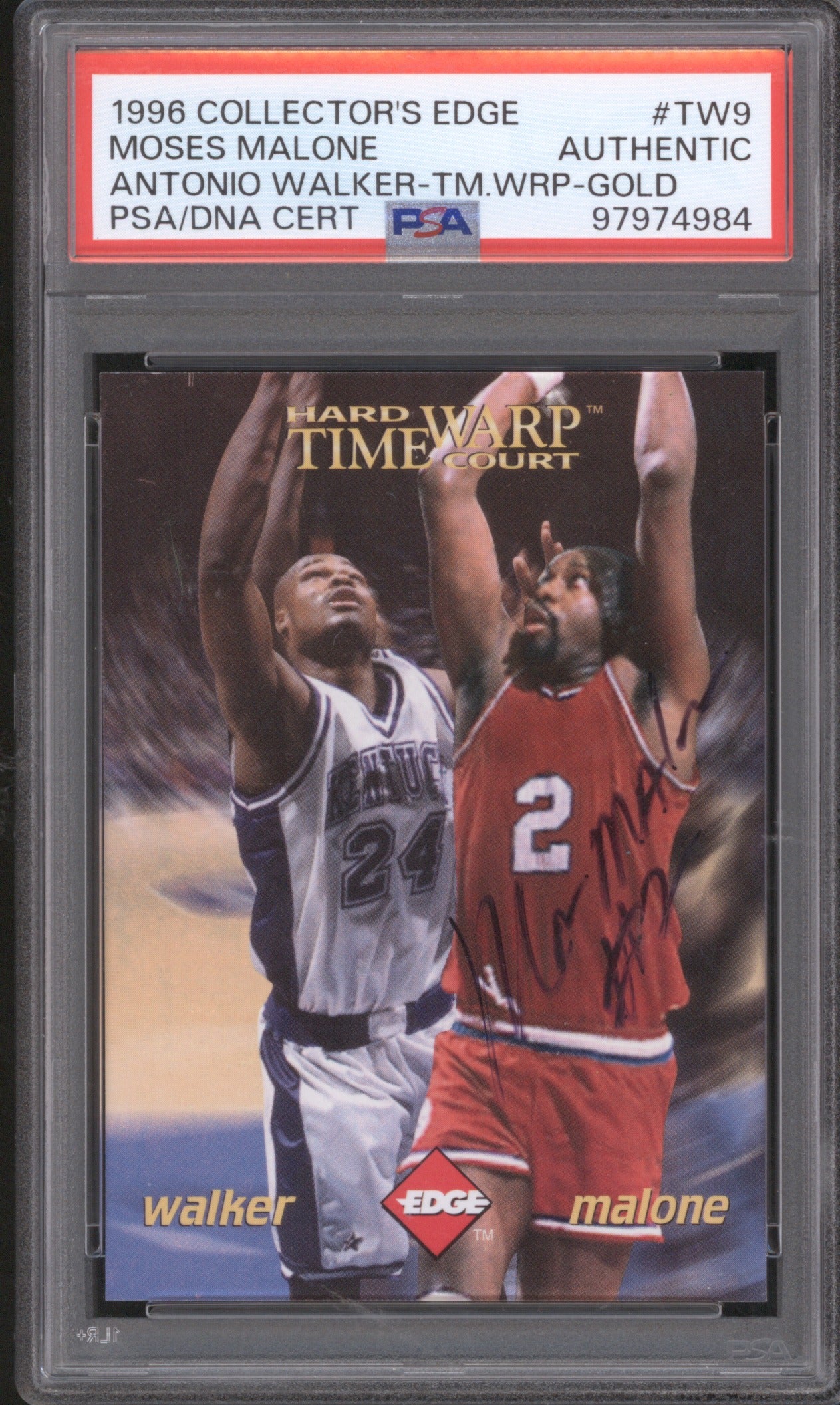 Moses Malone 1996 Collector's Edge Time Warp TW9 Authentic Gold
