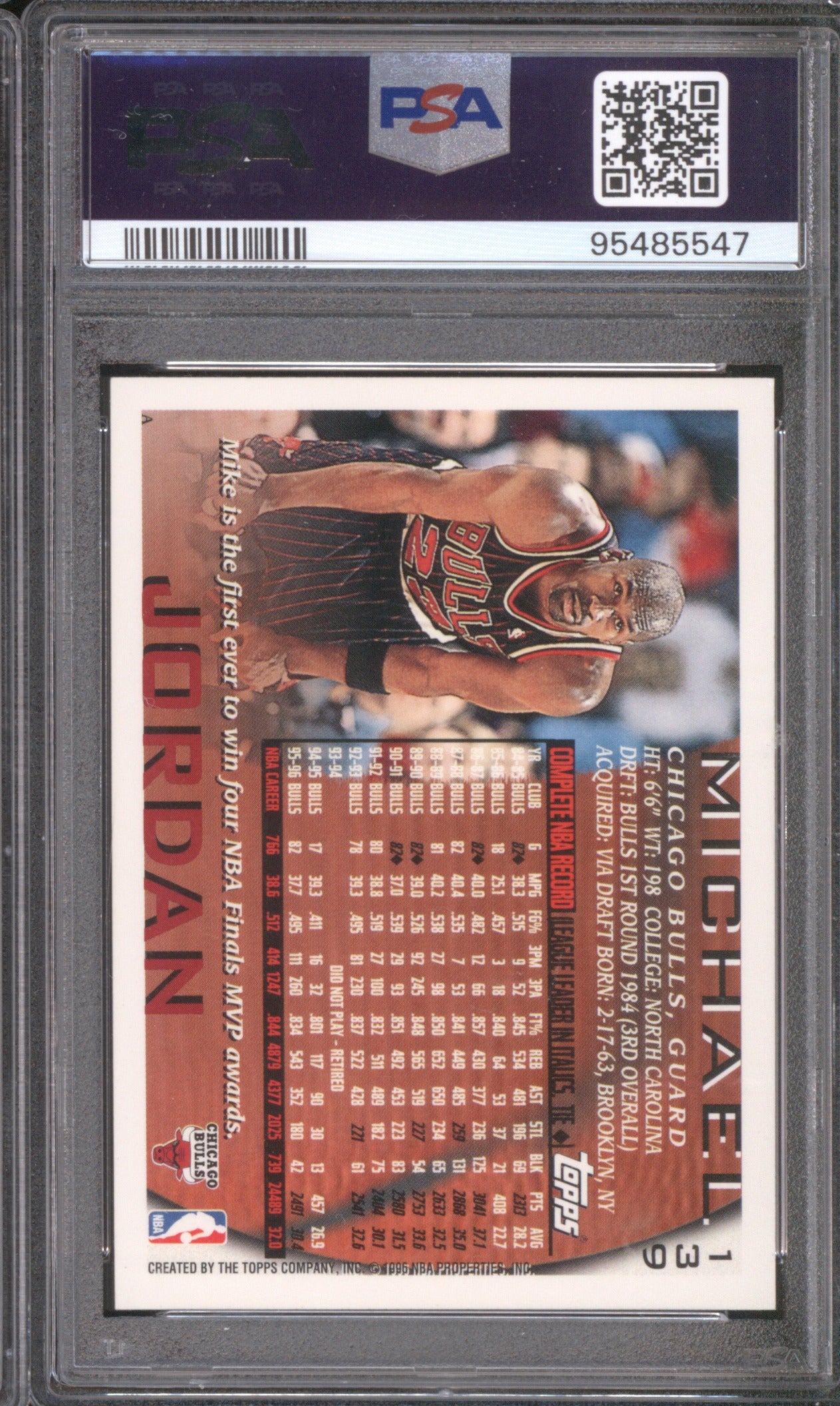 Michael Jordan 1996 Topps 139 PSA 7