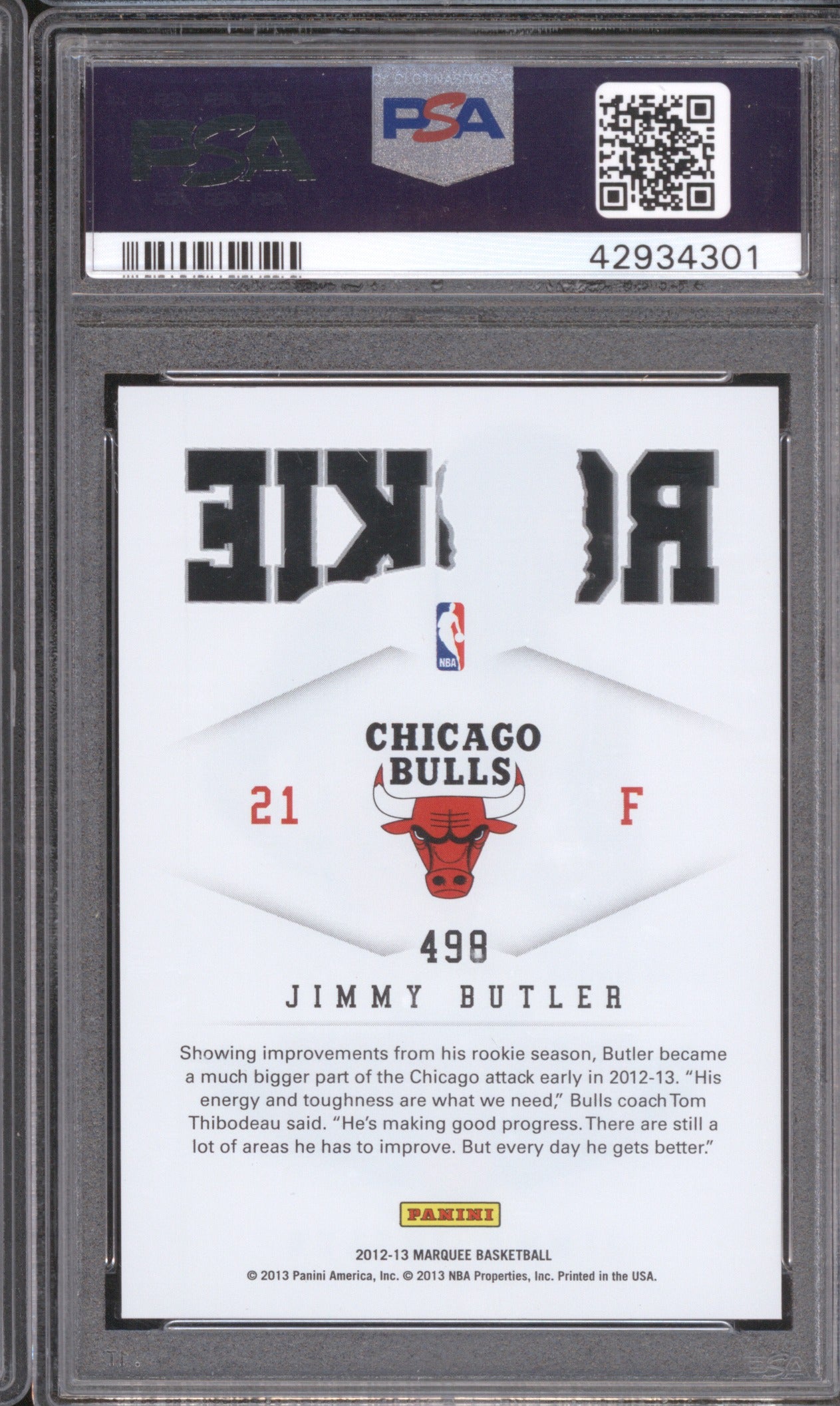 Jimmy Butler 2012 Panini Marquee 498 GEM MT 10
