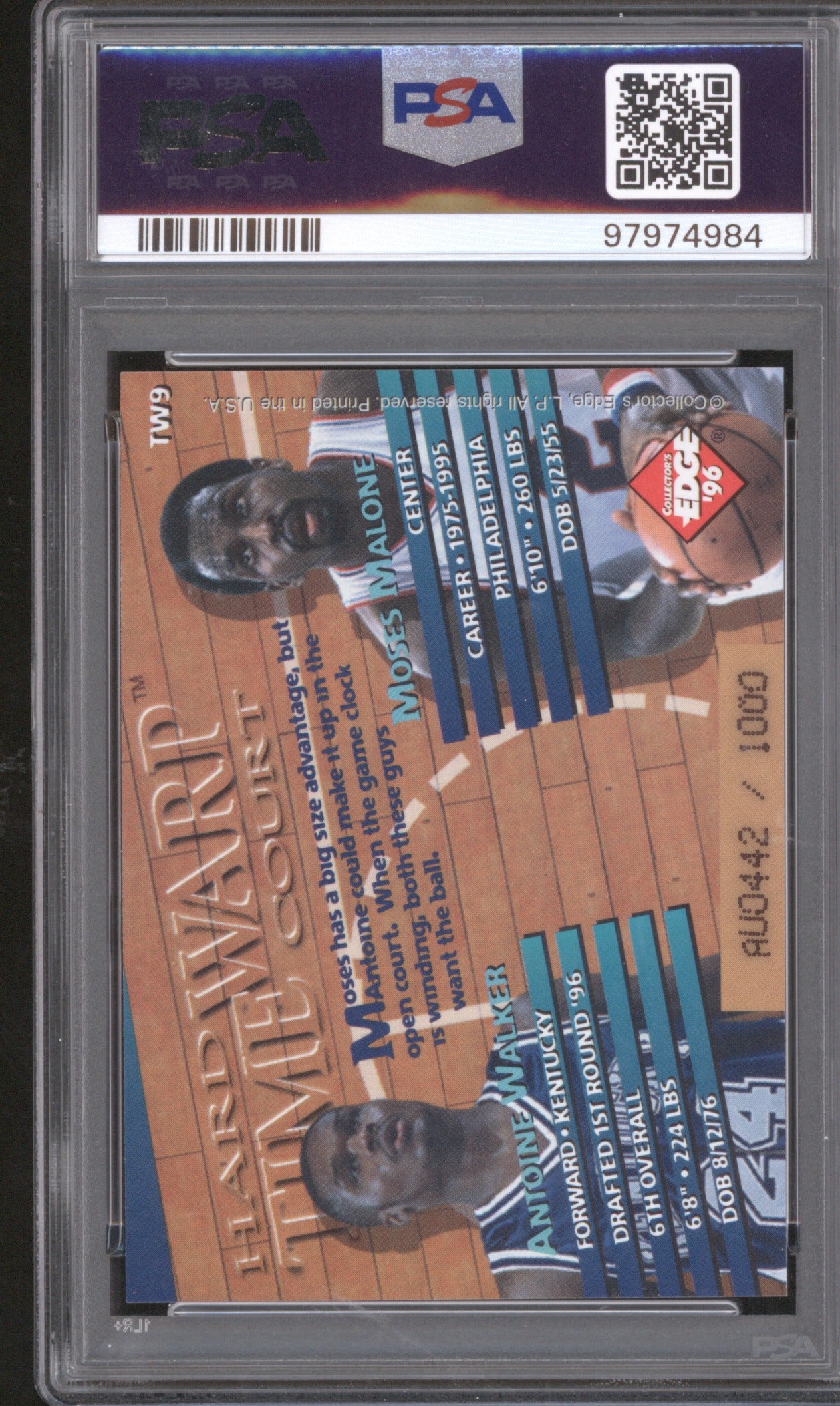 Moses Malone 1996 Collector's Edge Time Warp TW9 Authentic Gold