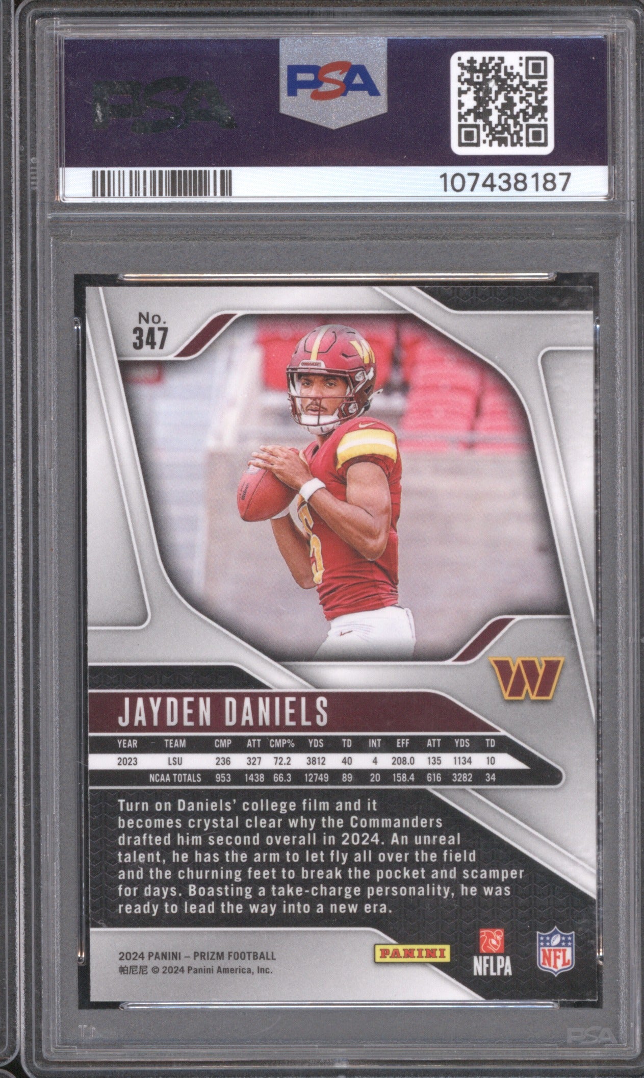 Jayden Daniels 2024 Panini Prizm 347 PSA 10 Prizm