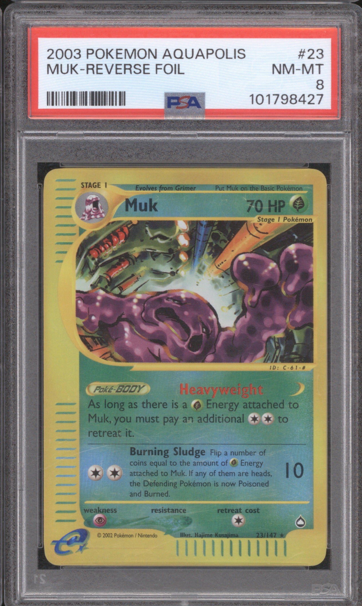 2003 Nintendo Aquapolis Muk 23/147 Reverse Foil psa 8