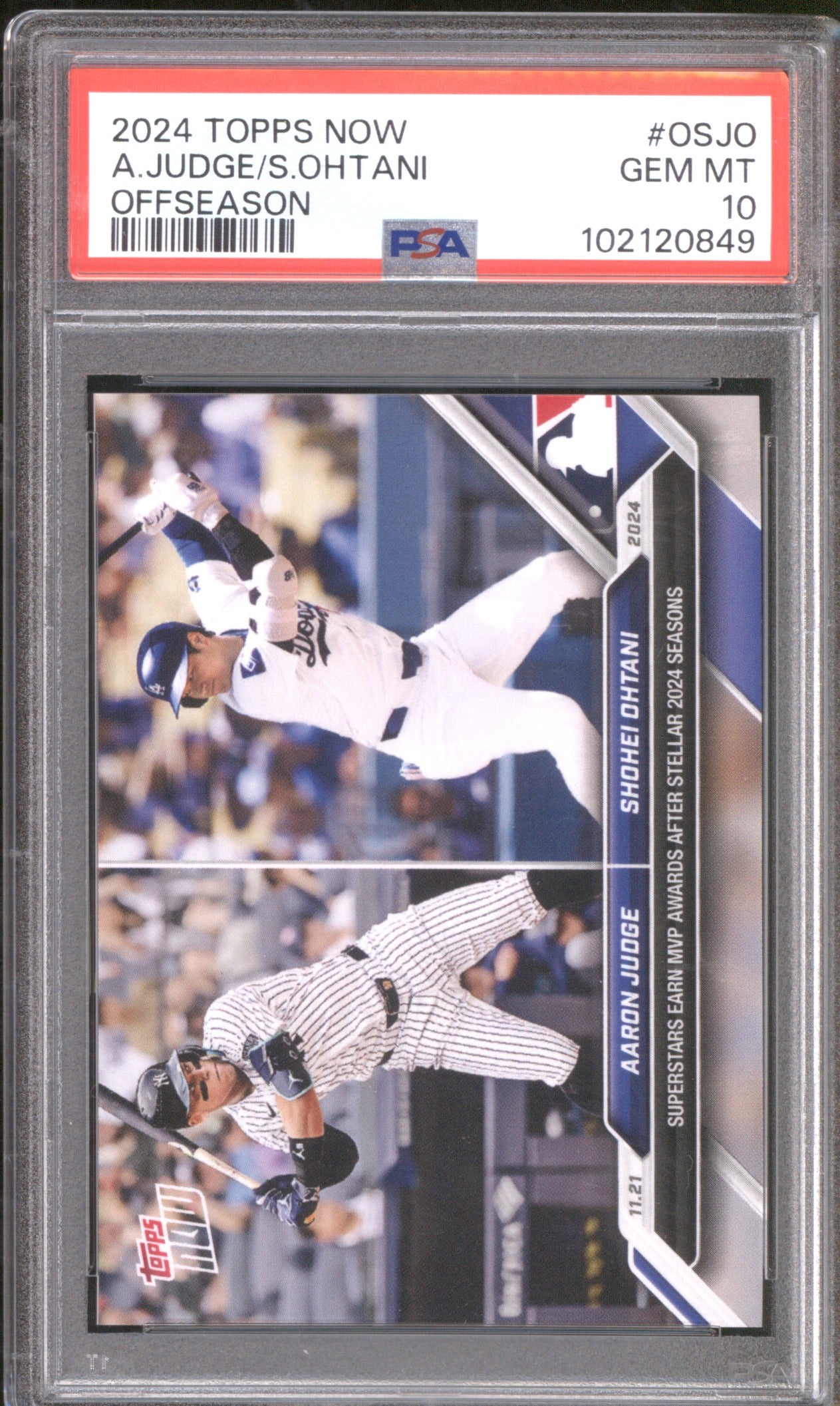 Aaron Judge/Shohei Ohtani 2024 Topps Now #OSJO Offseason PSA 10 Offseason