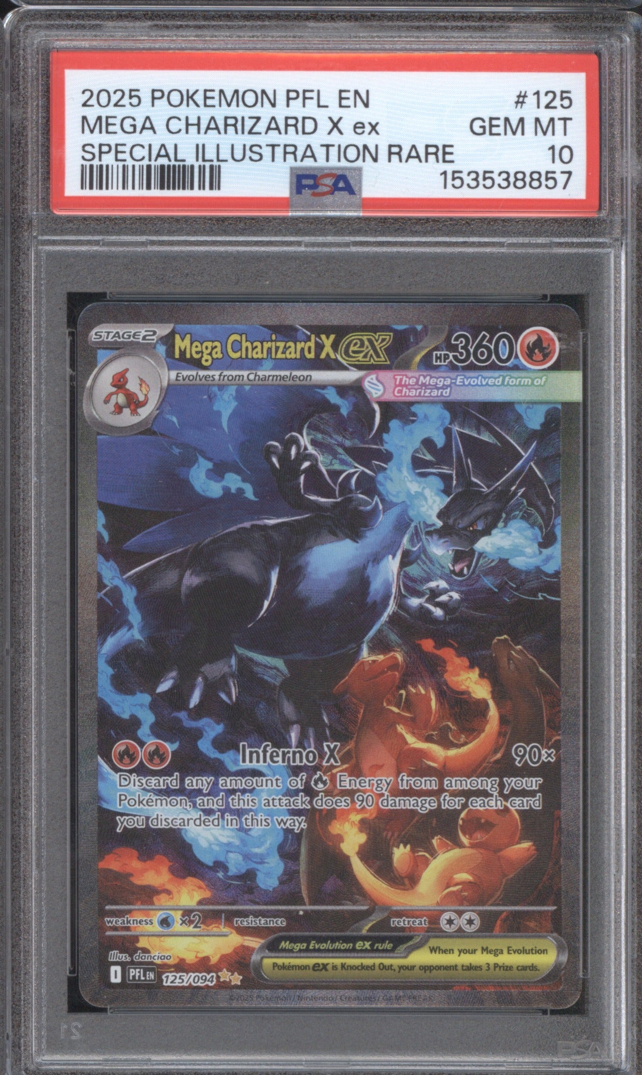 Mega Charizard X ex Pokémon Phantasmal Flames 125/094 PFL SIR PSA 10