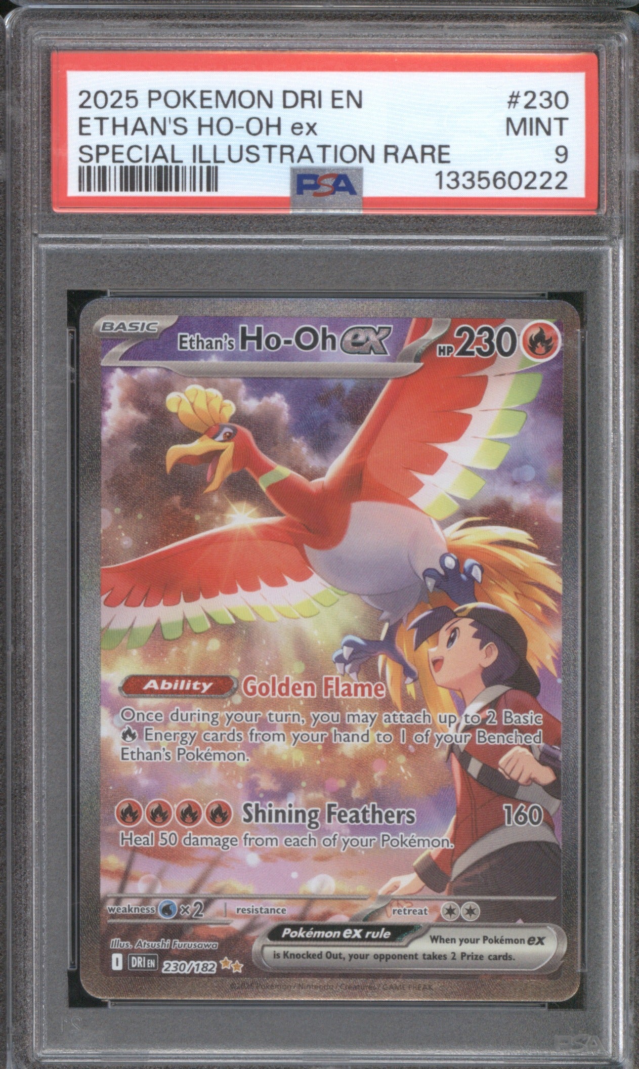 Ethan's Ho-Oh ex Pokemon Destined Rivals #230 Special Illustration Rare PSA 9