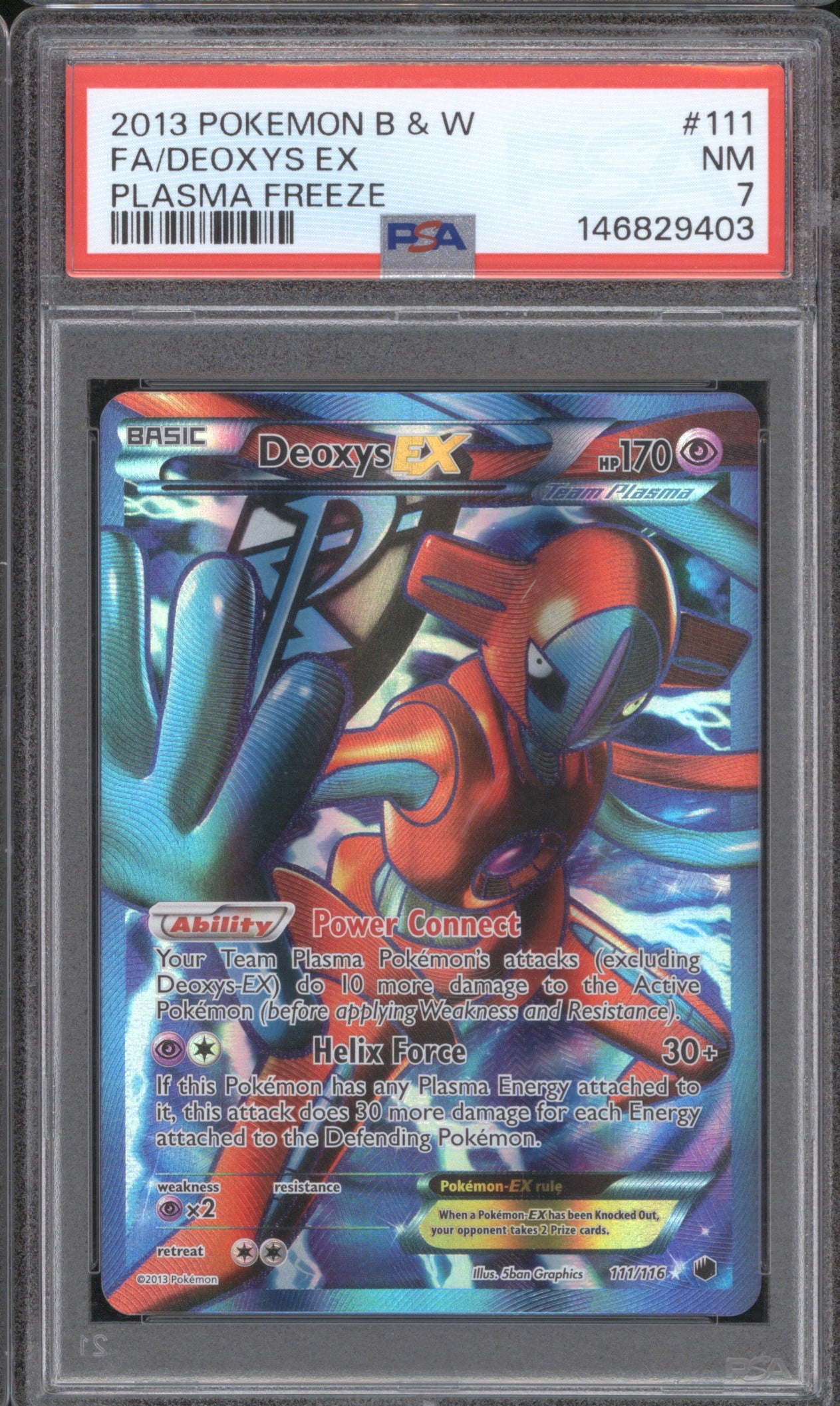 Deoxys EX 2013 Pokemon Plasma Freeze 111 Full Art PSA 7