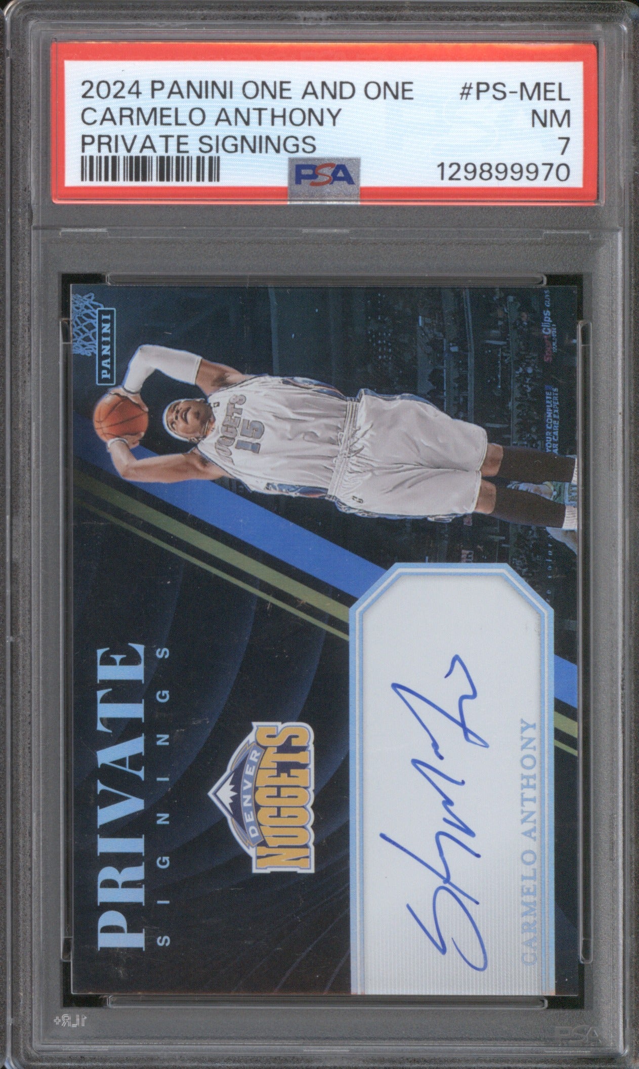 2024 Panini One and One Carmelo Anthony Private Signings PSA 7