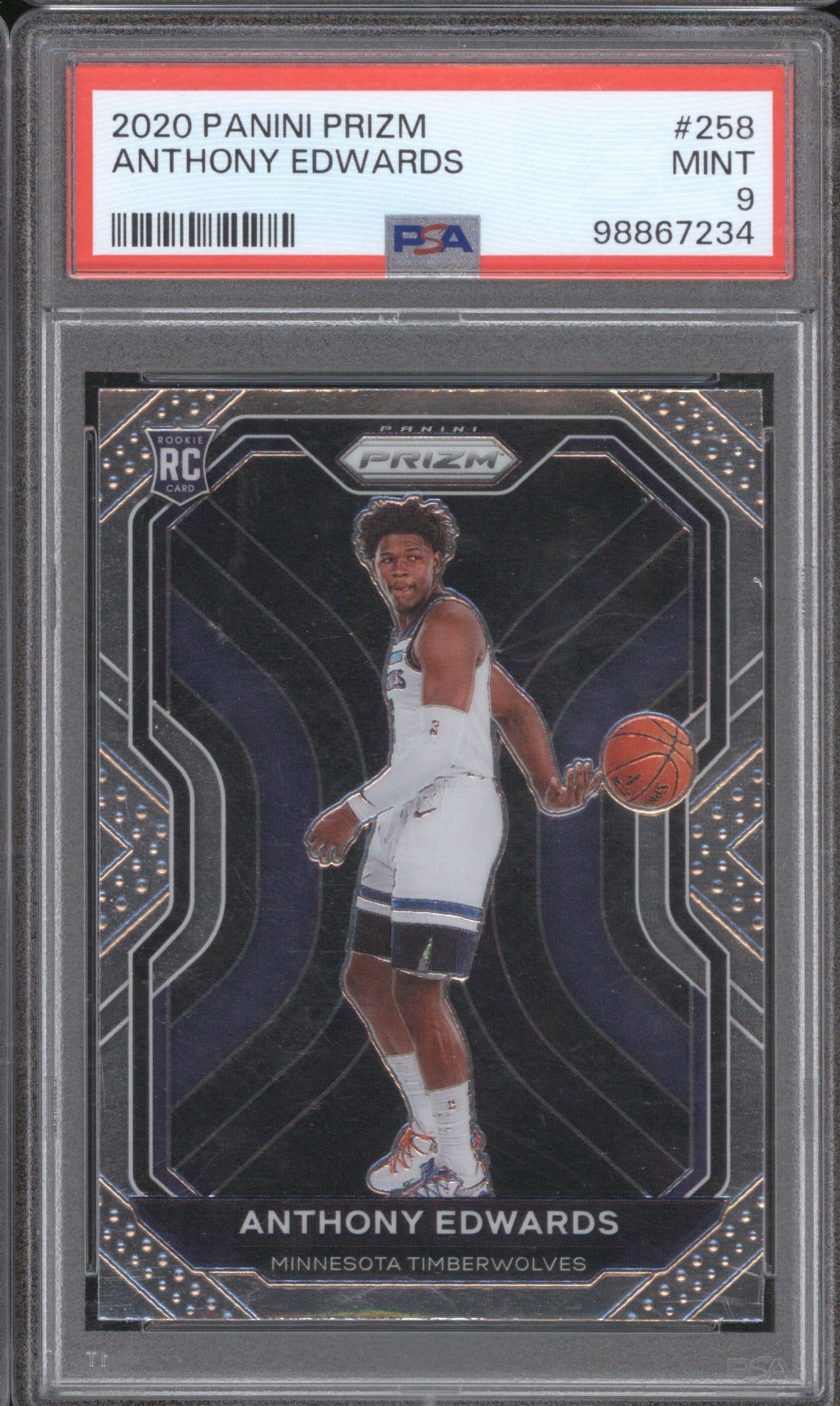 2020 Panini Prizm Anthony Edwards 258 Base PSA 9