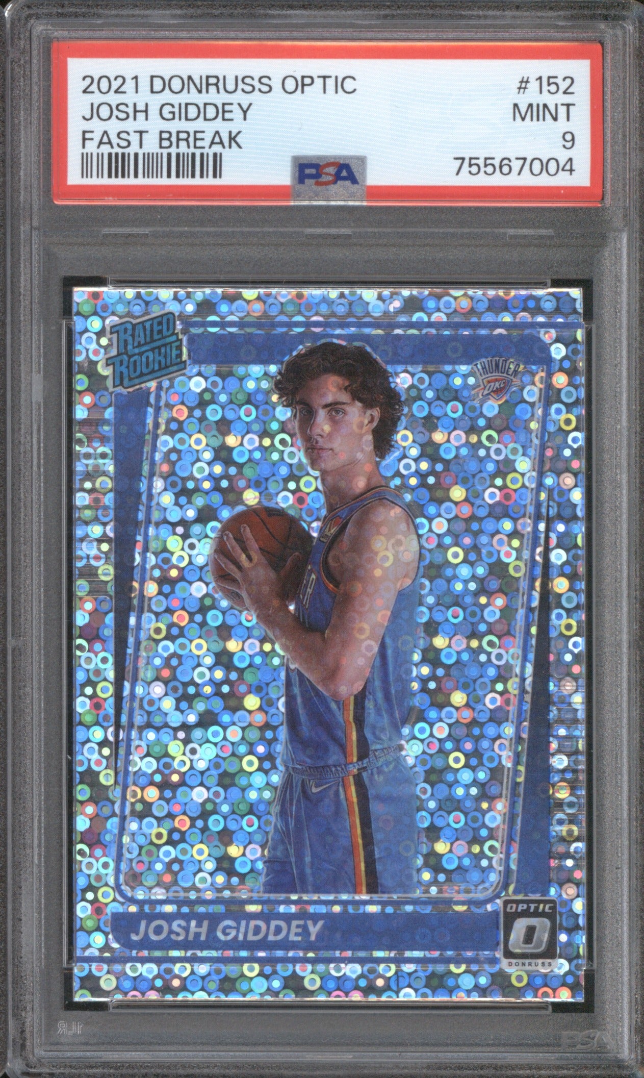 2021 Donruss Optic Josh Giddey RC 152 Fast Break PSA 9