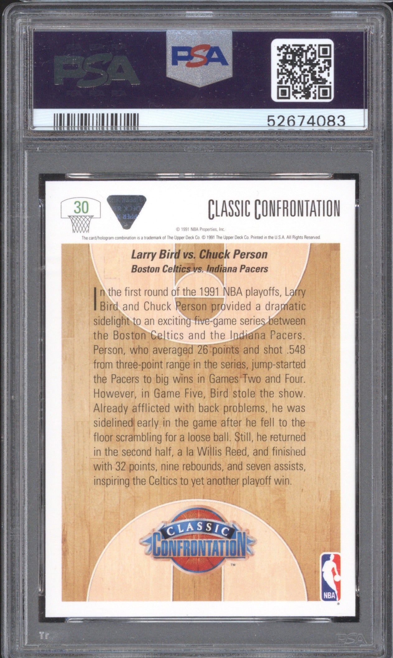 1991 Upper Deck Larry Bird vs. Chuck Person 30 PSA 9