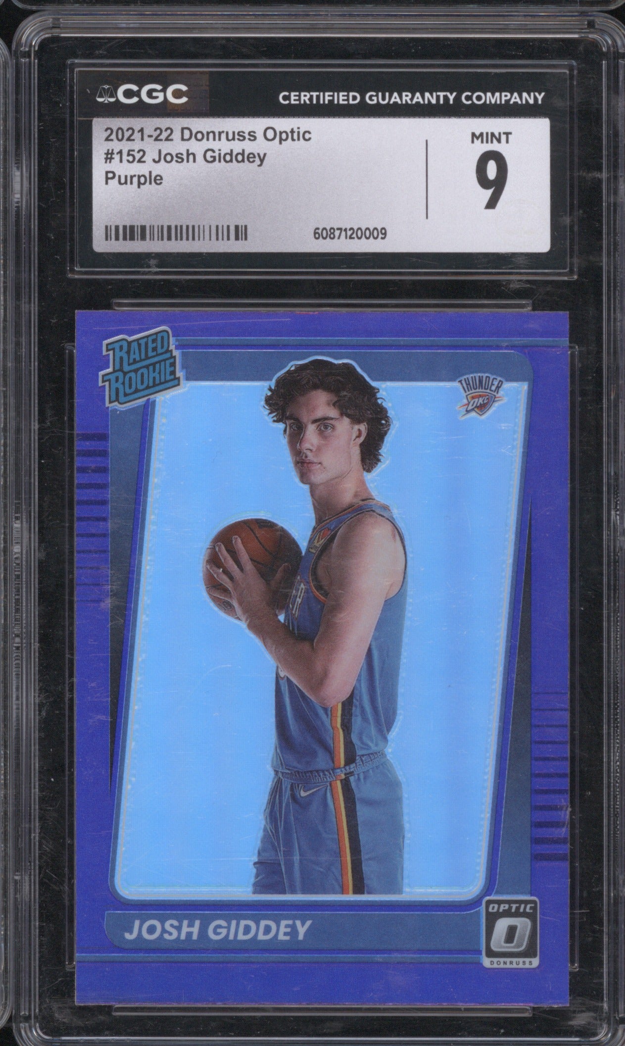 2021 Donruss Optic Josh Giddey RC 152 Purple CGC 9