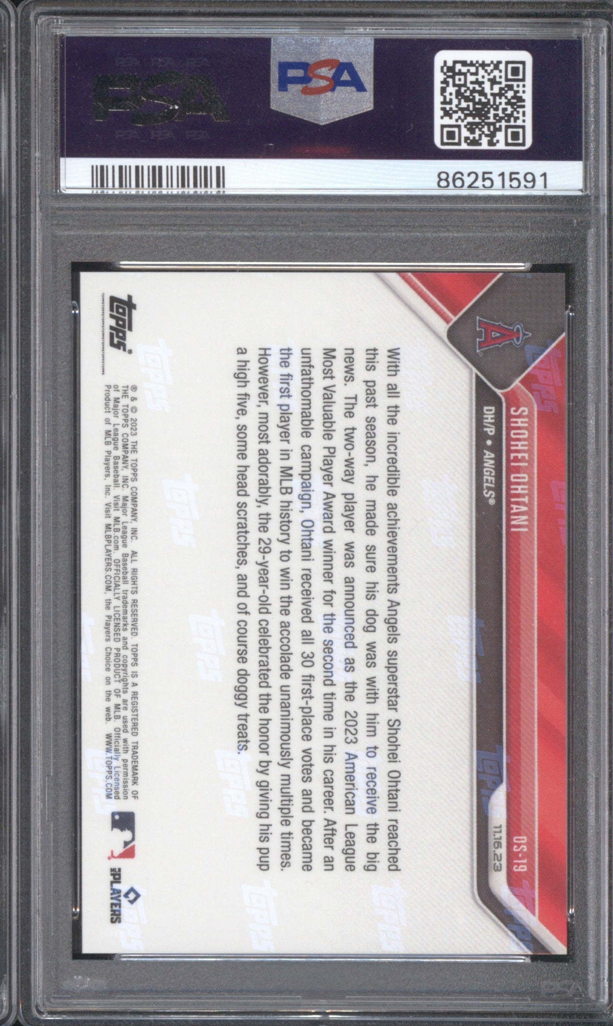 2023 Topps Now Shohei Ohtani #OS19 Offseason PSA 10