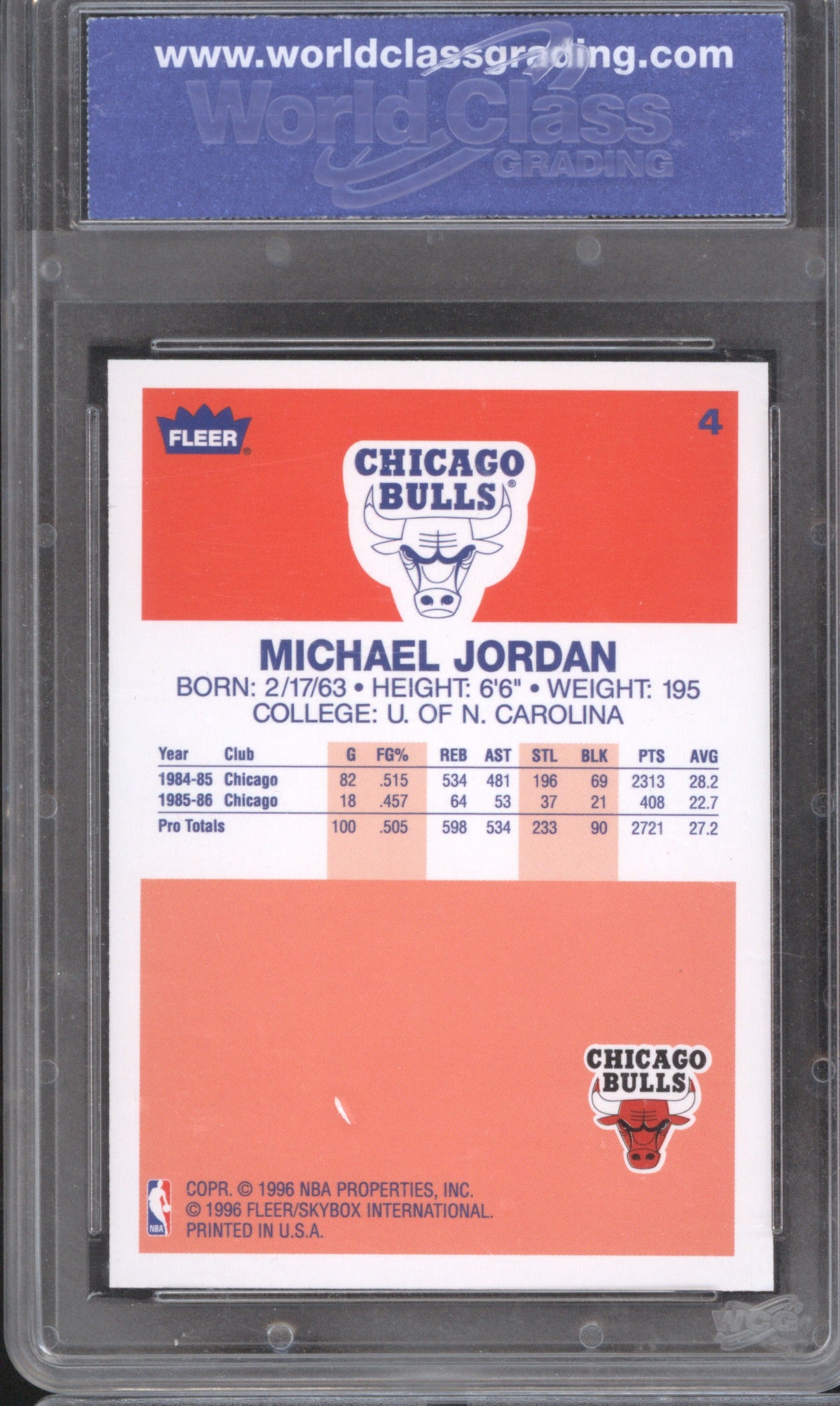 1996 Fleer Decade of Excellence Michael Jordan #4 WCG 10
