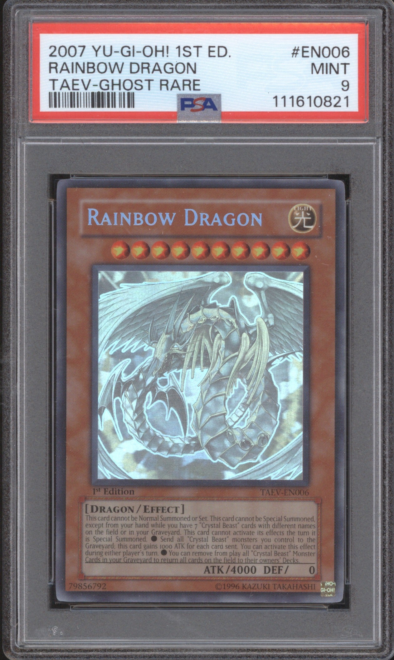 2007 Yu-Gi-Oh Tactical Evolution EN006 Rainbow Dragon Ghost Rare 1st Ed PSA 9