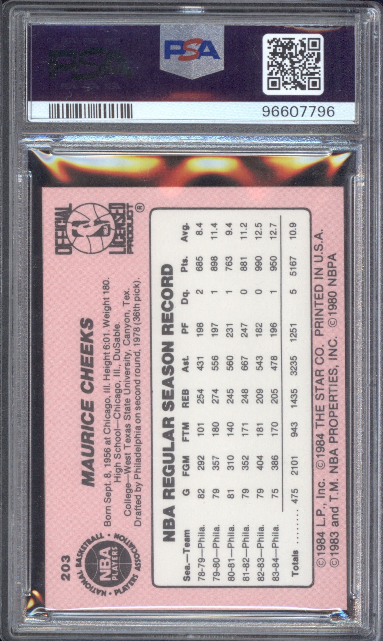 Maurice Cheeks 1984 Star 203 PSA 7
