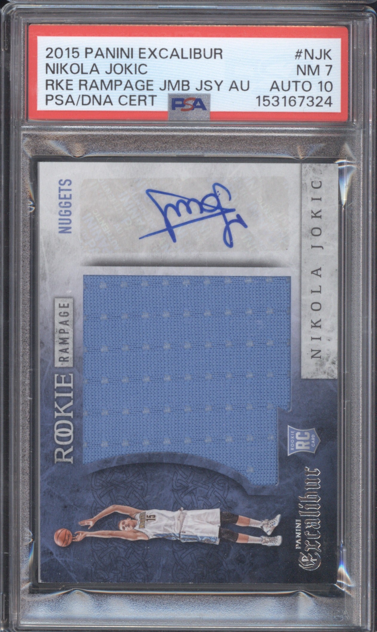 Nikola Jokic 2015 Panini Excalibur Rookie Rampage RR-NJK Auto RC PSA 7 AUTO 10