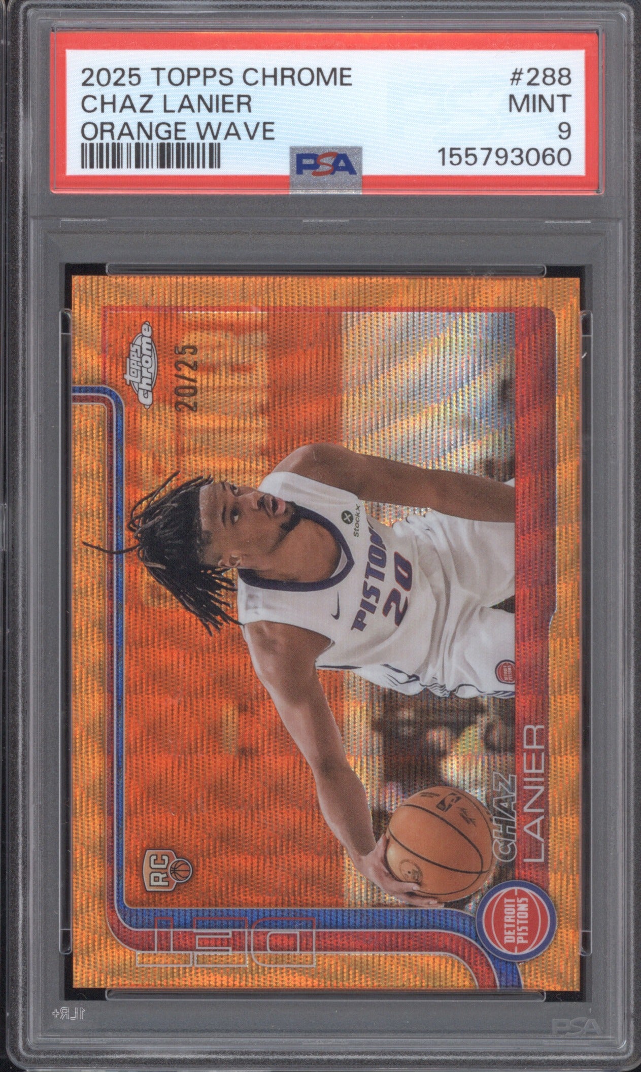 Chaz Lanier 2025 Topps Chrome #288 Orange Wave Rookie RC PSA 9