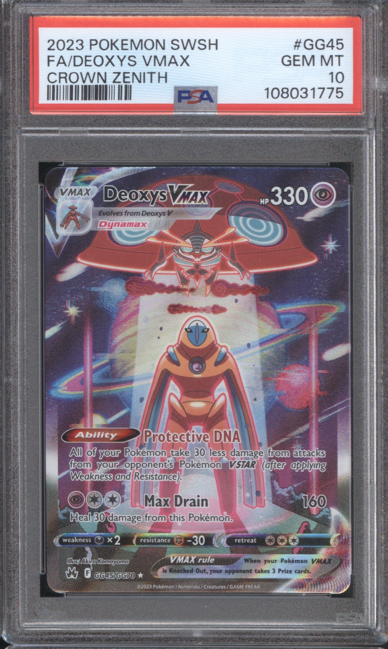Deoxys VMAX 2023 Pokemon Crown Zenith GG45/GG70 PSA 10 GEM MT