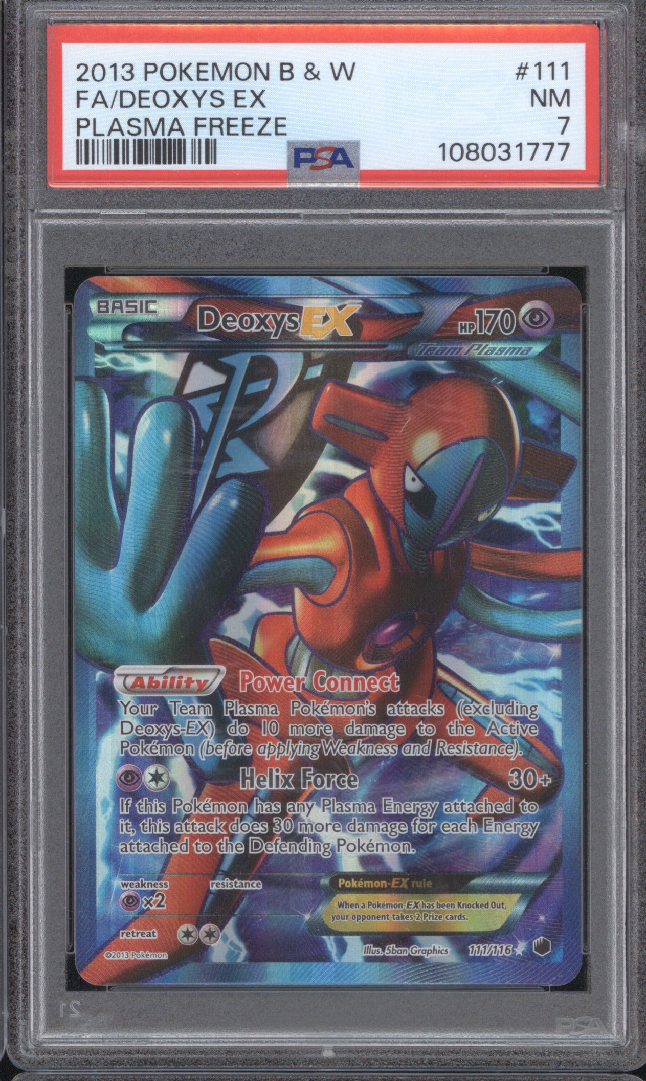 Deoxys EX 2013 Pokémon Plasma Freeze 111/116 PSA 7 Full Art