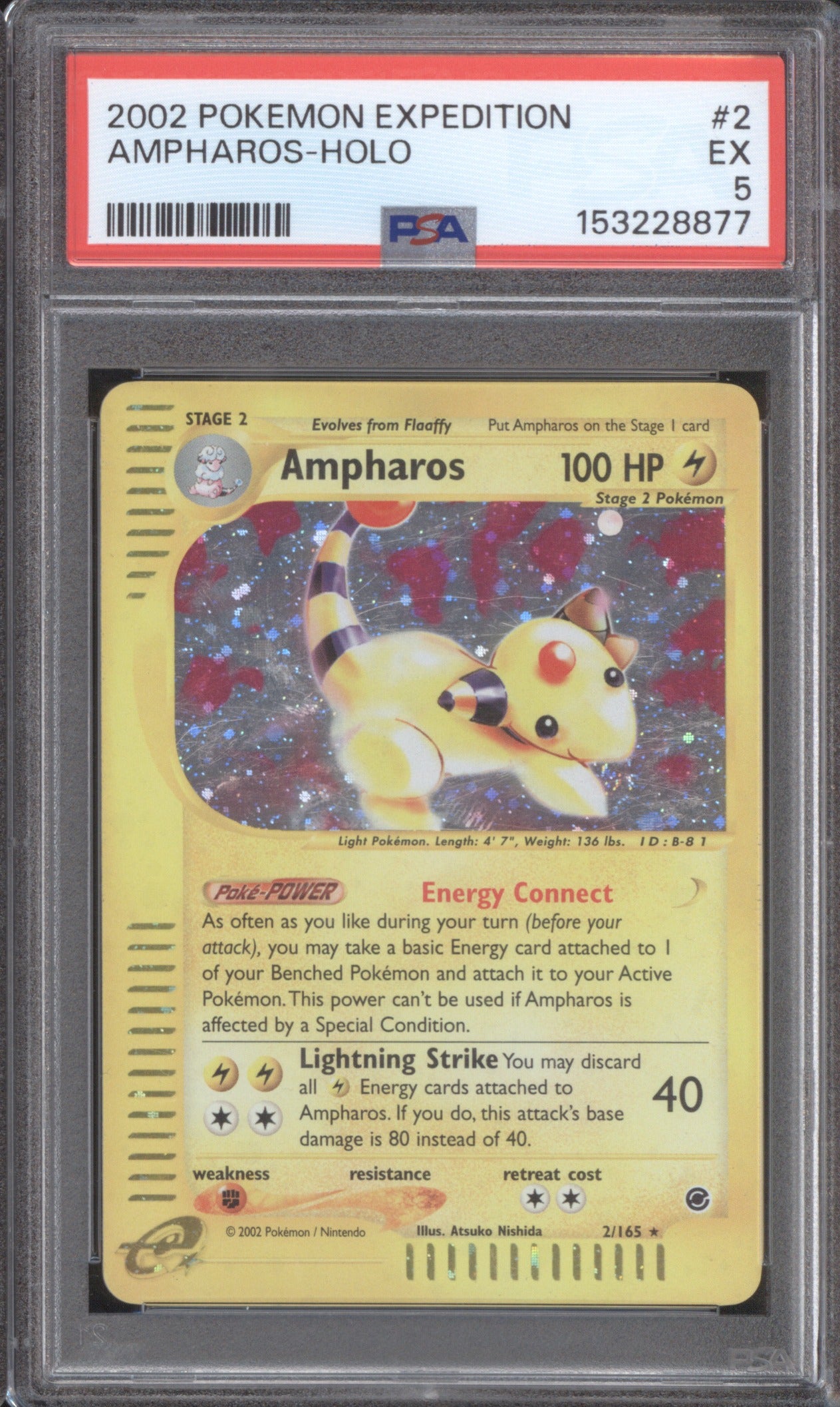 Ampharos 2002 Pokemon Expedition 2/165 PSA 5 Holo