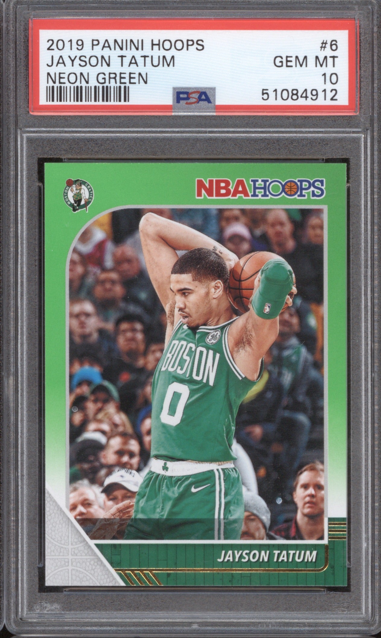 2019 Panini Hoops Jayson Tatum 6 Neon Green PSA 10