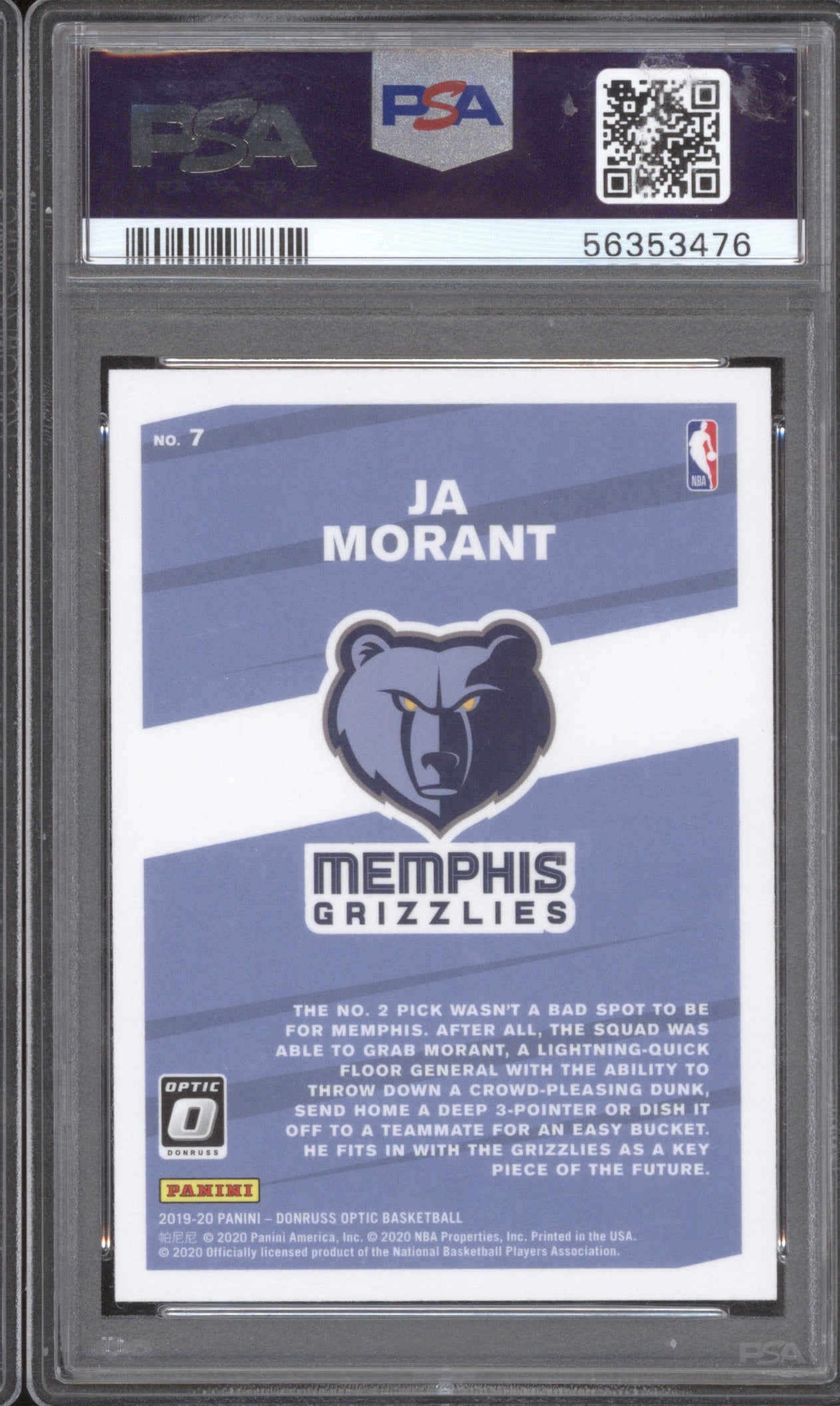 2019 Panini Donruss Optic Ja Morant My House RC PSA 10