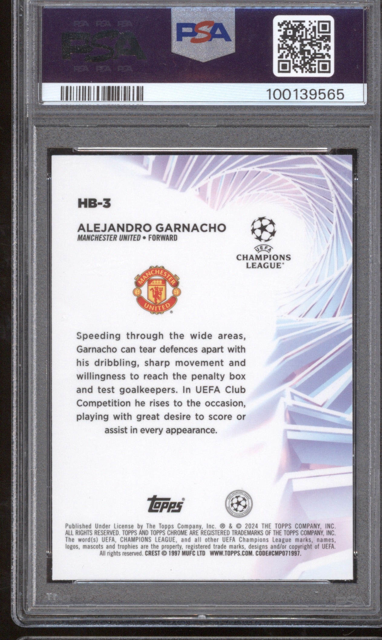 2023 Chrome UCC Alejandro Garnacho Hobby Masters PSA 10