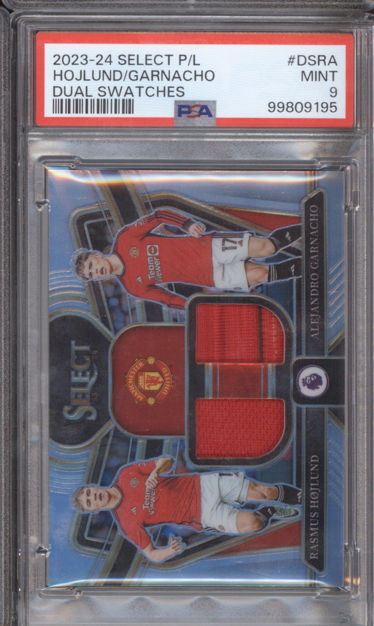 2023 Panini Select Premier League Hojlund & Garnacho Dual Swatches PSA 9