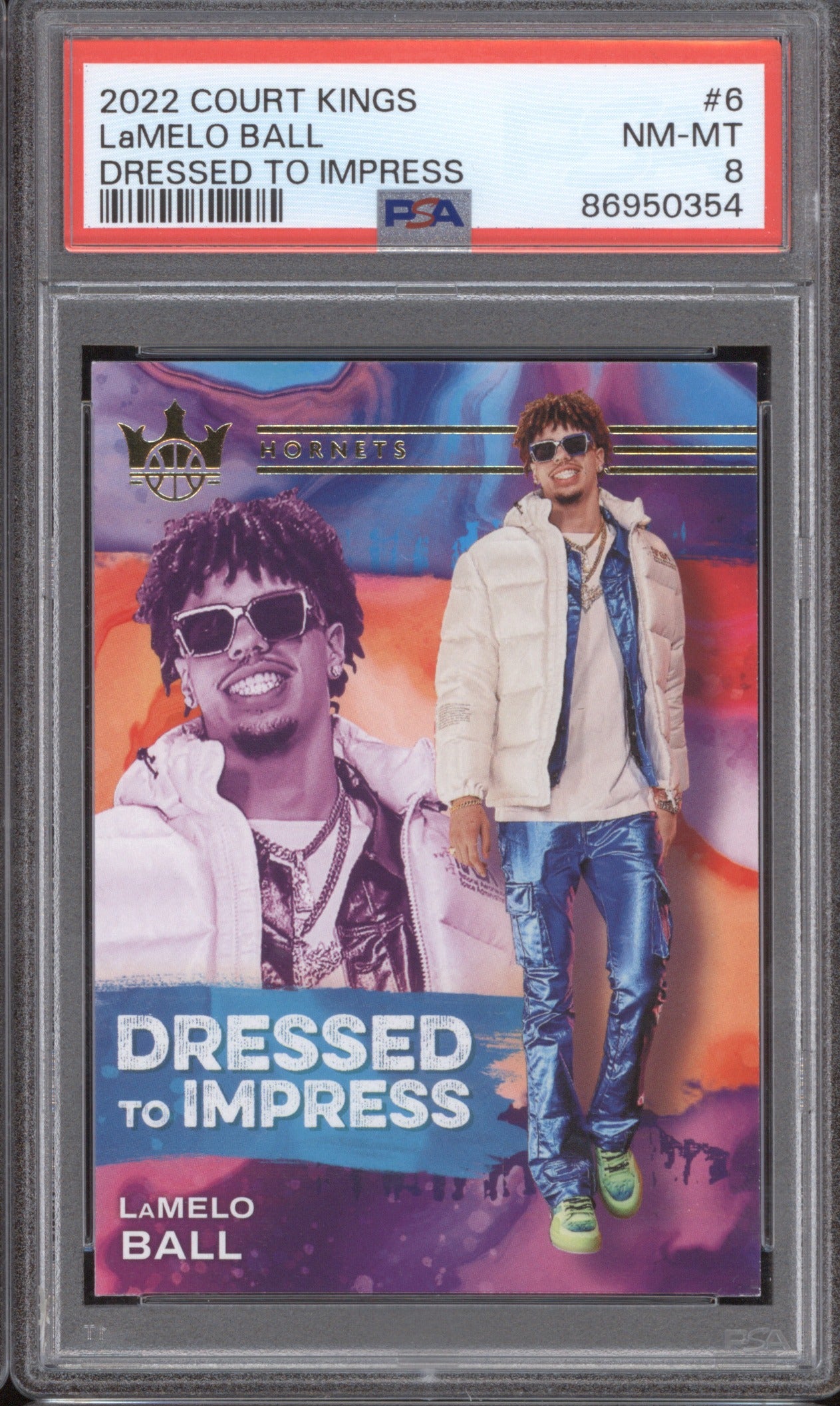 2022 Panini Court Kings LaMelo Ball #6 Dressed to Impress PSA 8