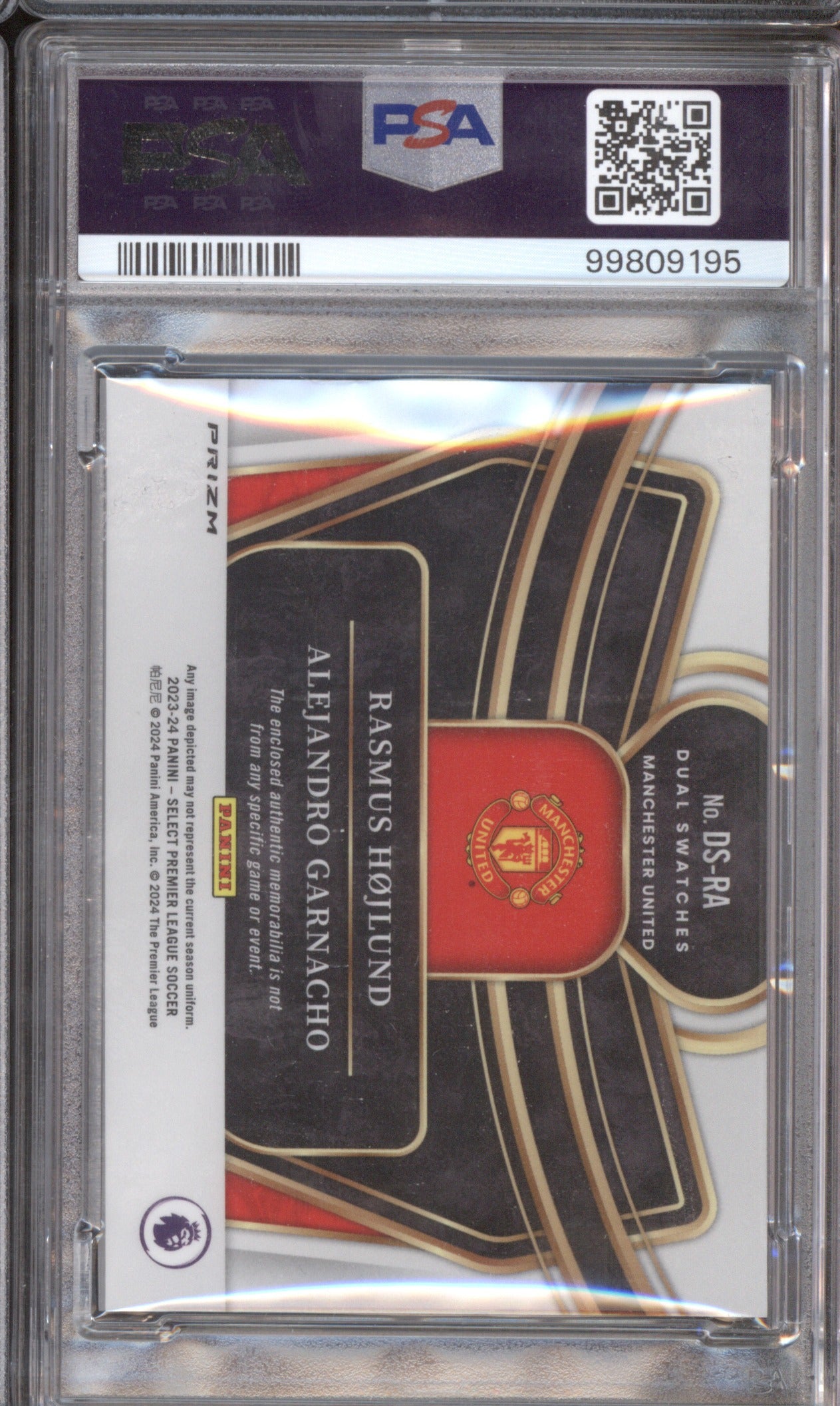 2023 Panini Select Premier League Hojlund & Garnacho Dual Swatches PSA 9