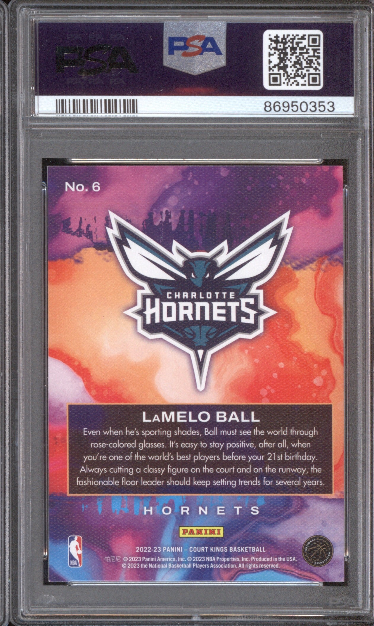2022 Panini Court Kings LaMelo Ball #6 Dressed to Impress PSA 9