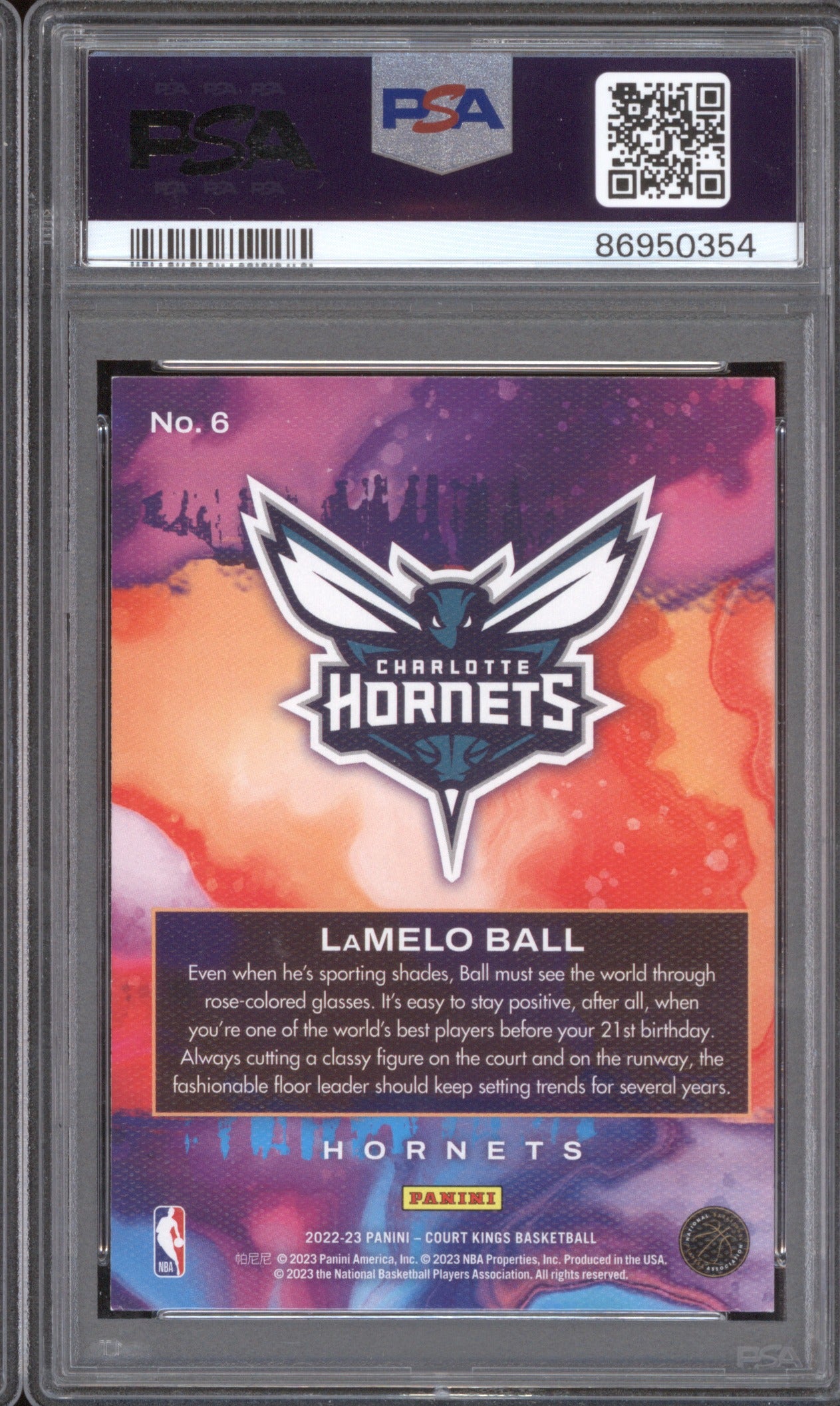 2022 Panini Court Kings LaMelo Ball #6 Dressed to Impress PSA 8