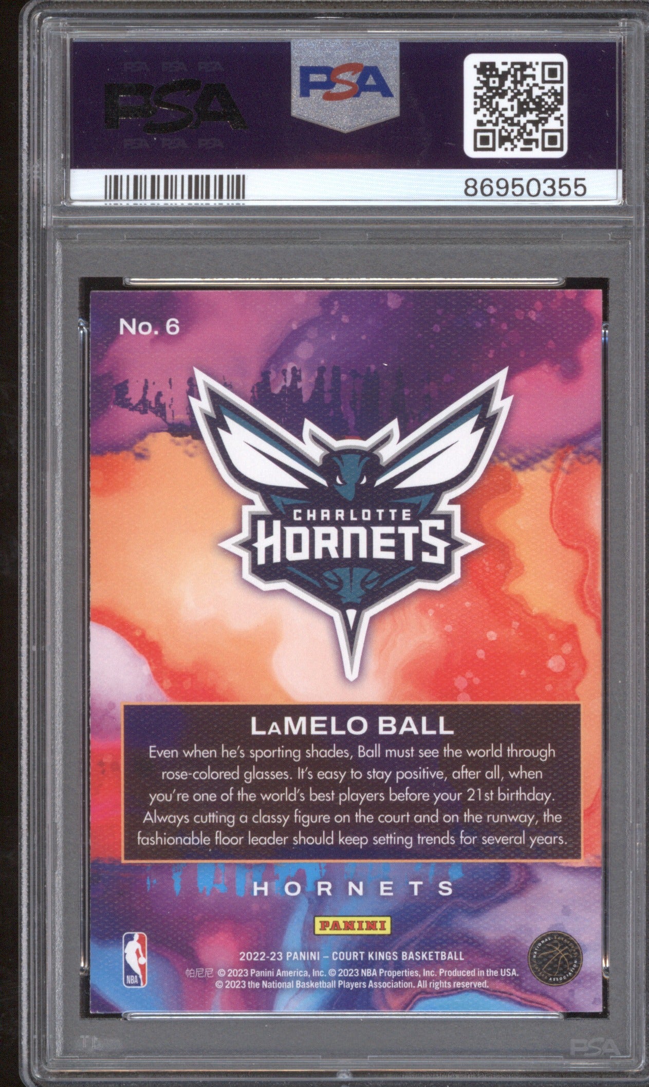 2022 Panini Court Kings LaMelo Ball #6 Dressed to Impress PSA 8