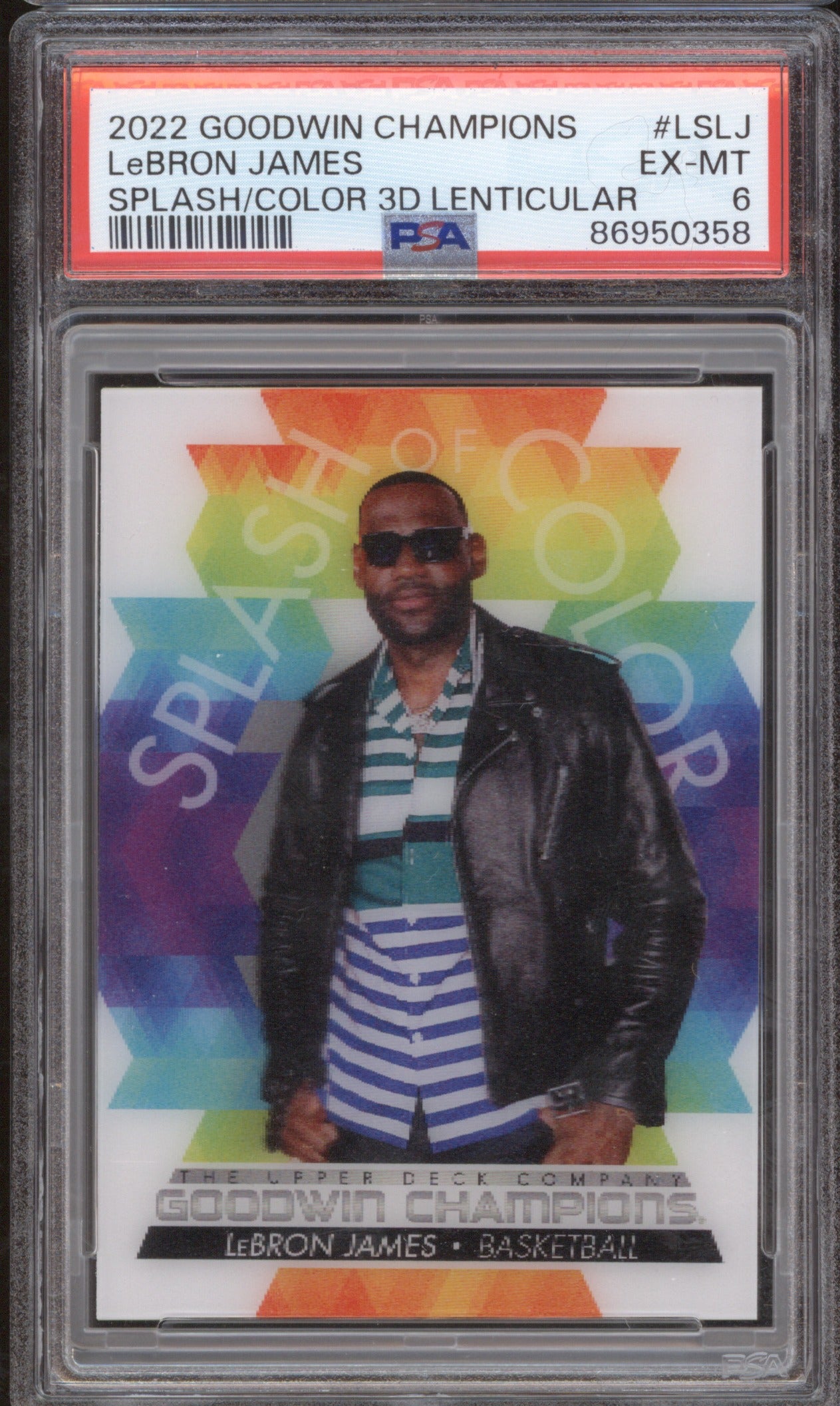 2022 Upper Deck Goodwin Champions LeBron James Splash/Color 3D Lenticular PSA 6