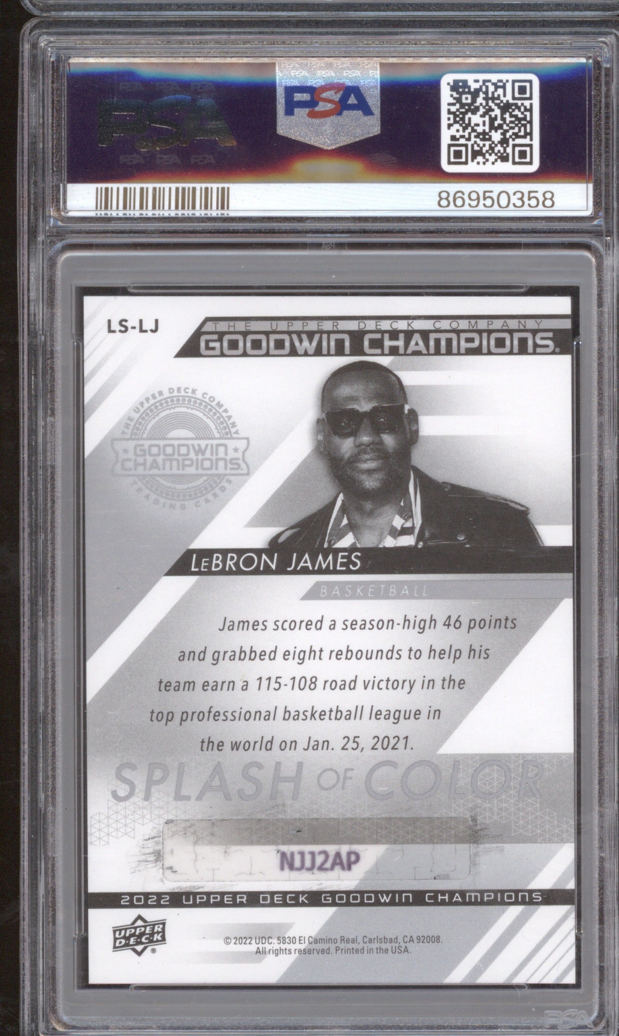 2022 Upper Deck Goodwin Champions LeBron James Splash/Color 3D Lenticular PSA 6