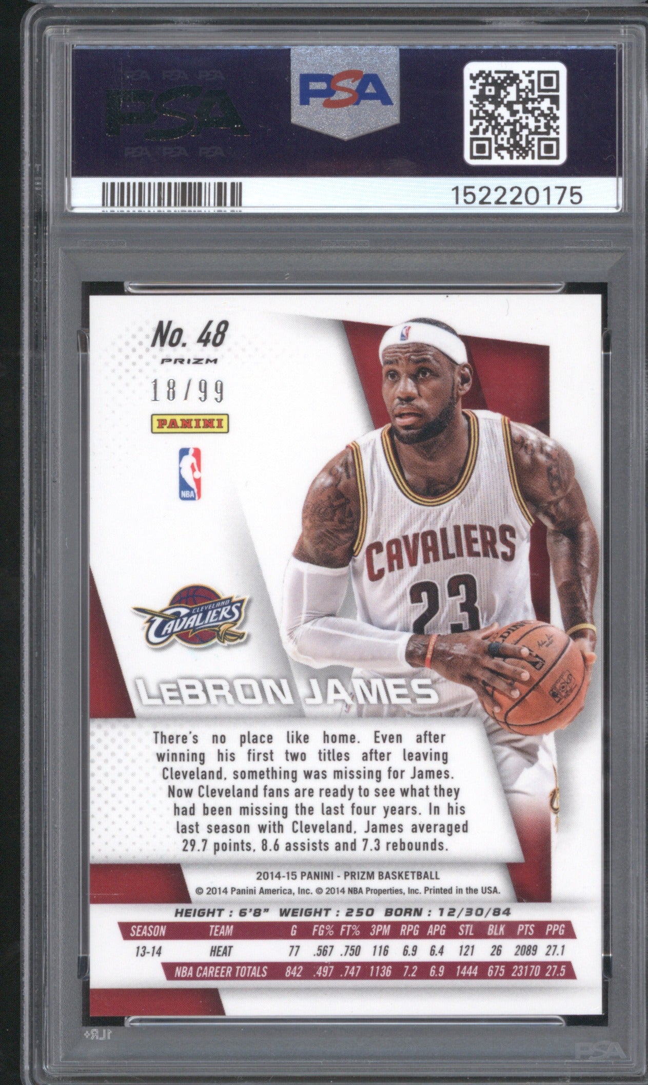 2014 Panini Prizm LeBron James 48 Blue Prizm 18/99 MT 10
